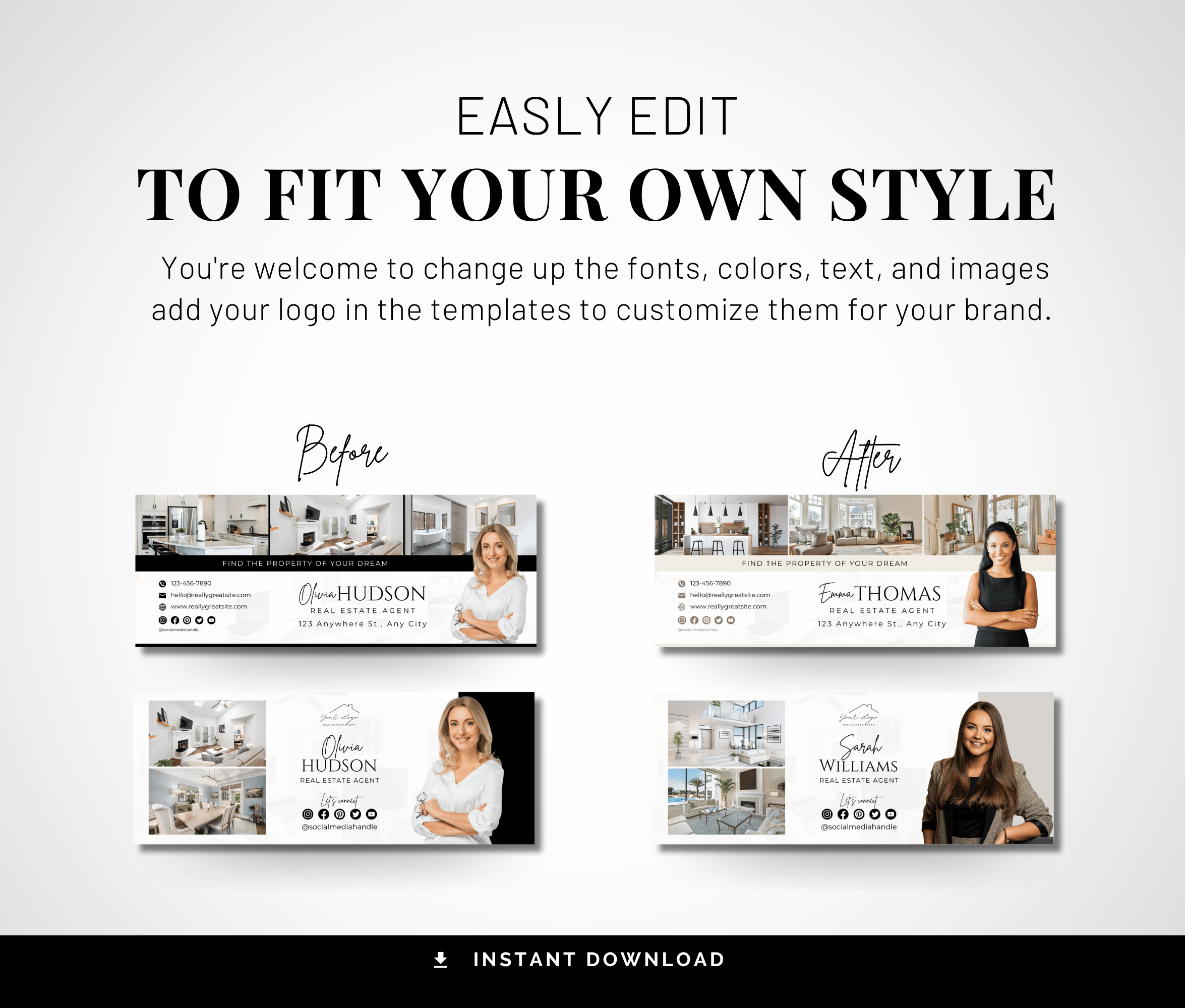Realtor Facebook Cover Templates Black and White