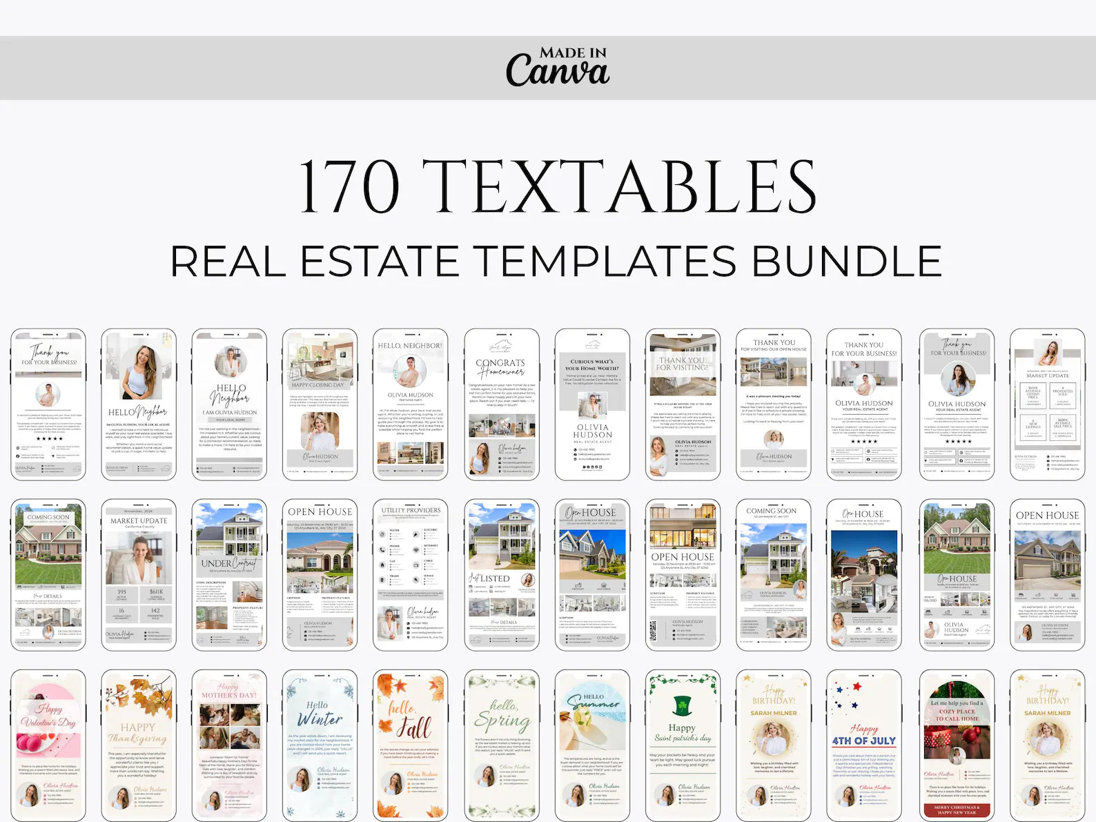 170 Real Estate Textable Cards | Realtor Text Message Marketing Template | Prospecting, Open House, Listing Updates + Digital Business Cards