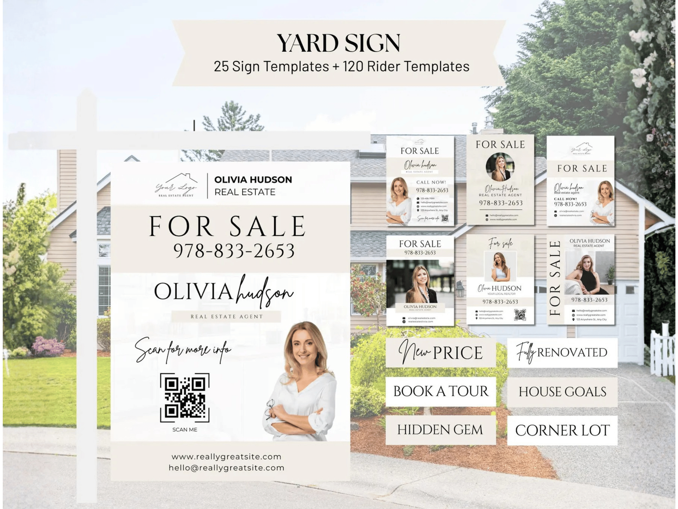 25 For Sale Real Estate Yard Signs & 120 Riders