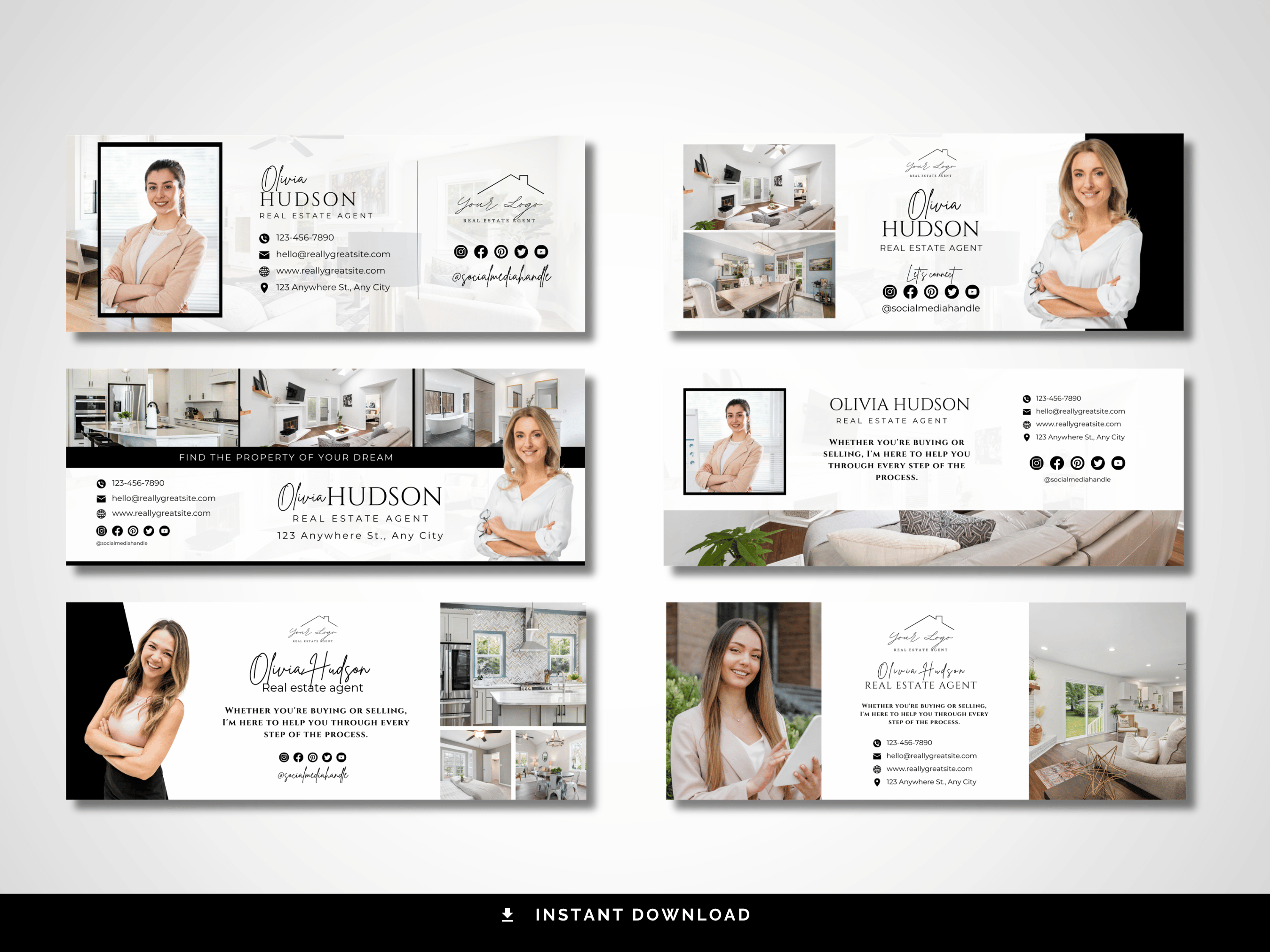Realtor Facebook Cover Templates Black and White