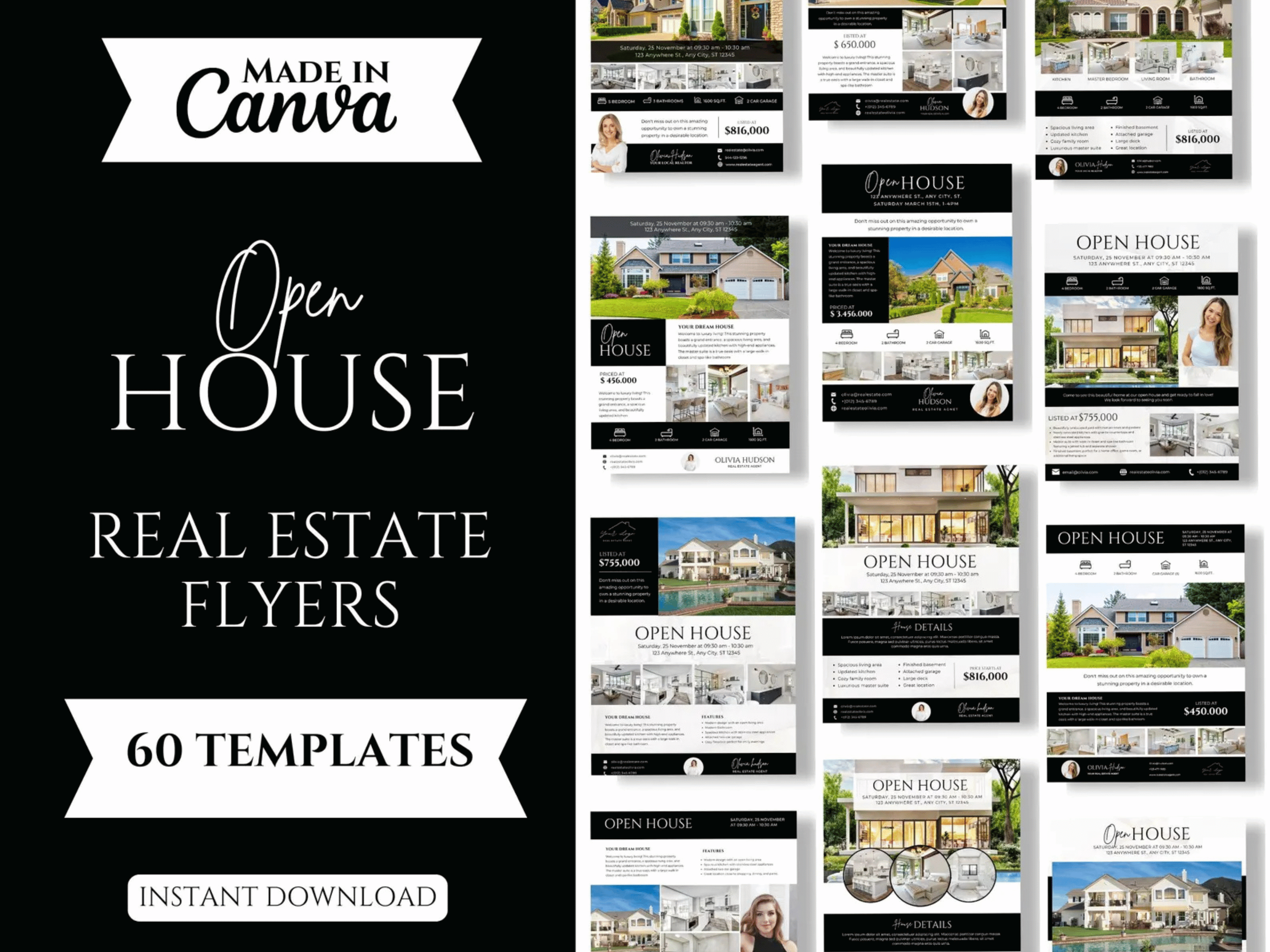 Real Estate Open House Flyers Black and White