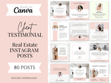 Real Estate Client Testimonial Instagram Posts Pink and White Templates