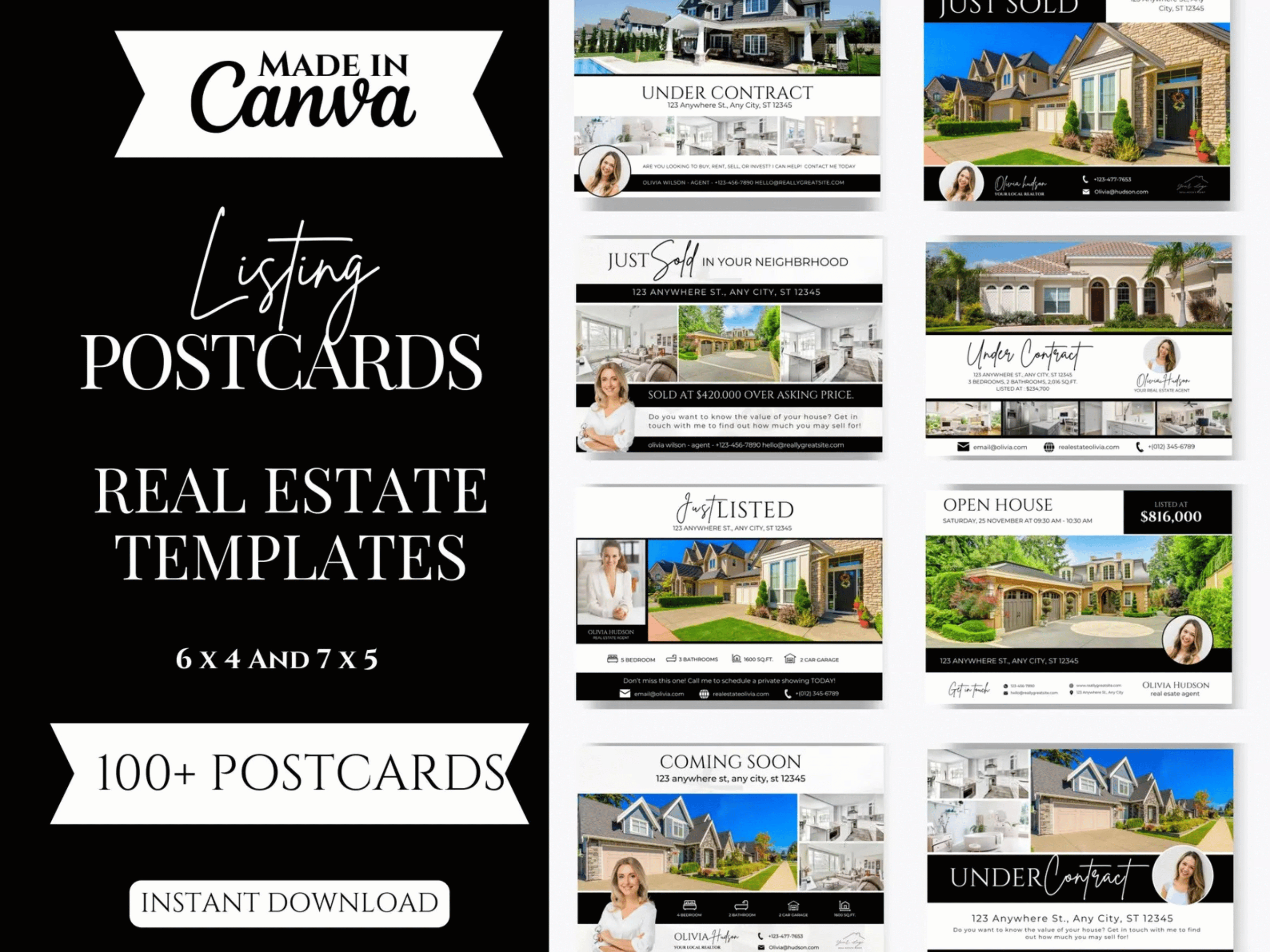 Realtor Postcard Templates Black and White