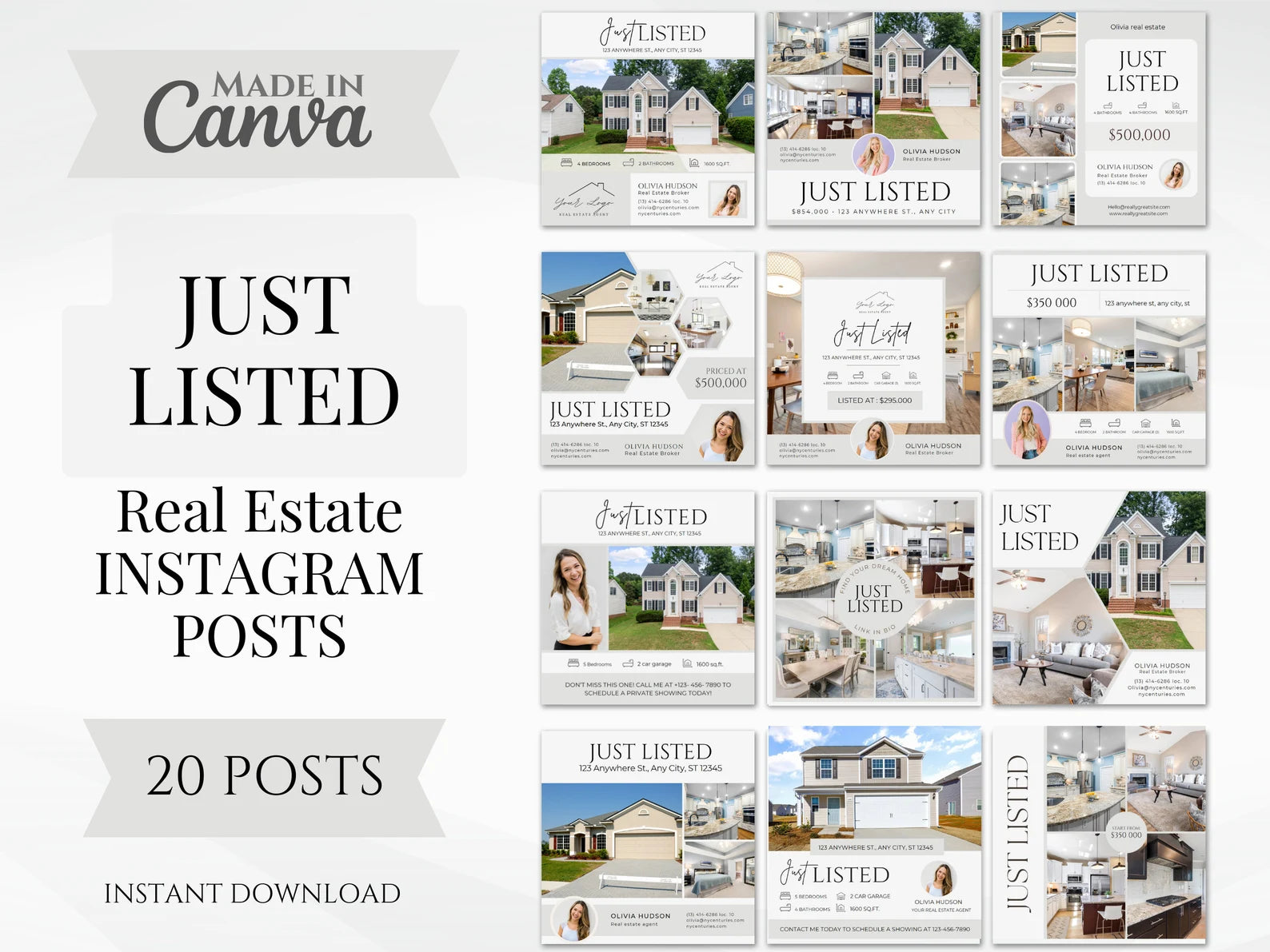 20 Just Listed Social media Posts Templates