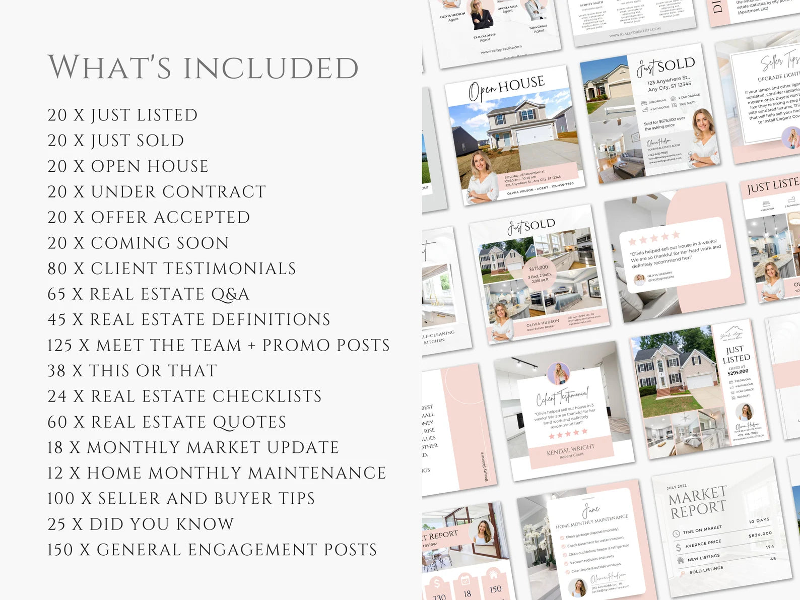 Pink Real Estate Instagram Posts Templates Bundle