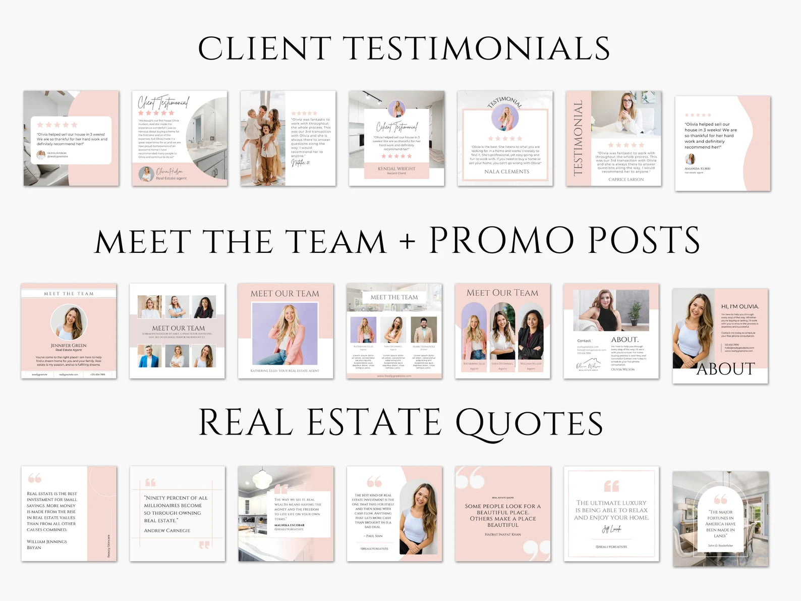 Pink Real Estate Instagram Posts Templates Bundle