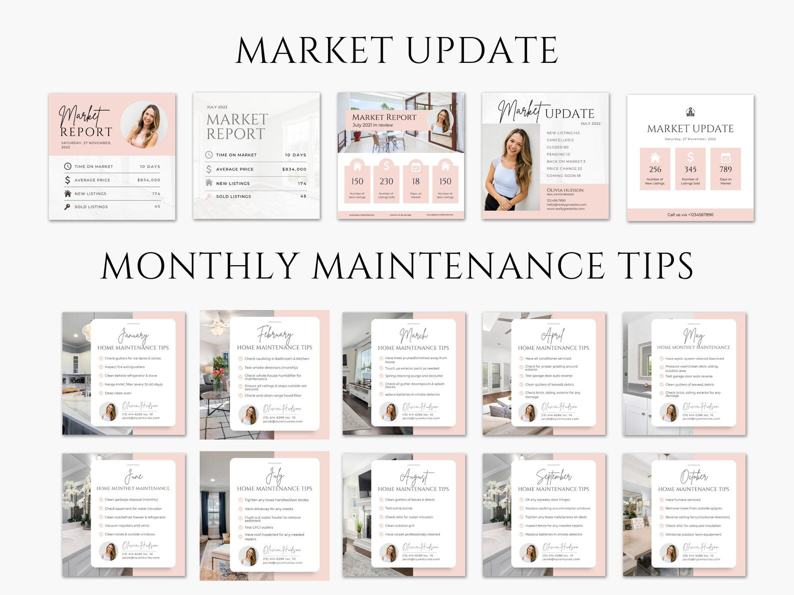 Real Estate Instagram Posts Bundle Pink And White