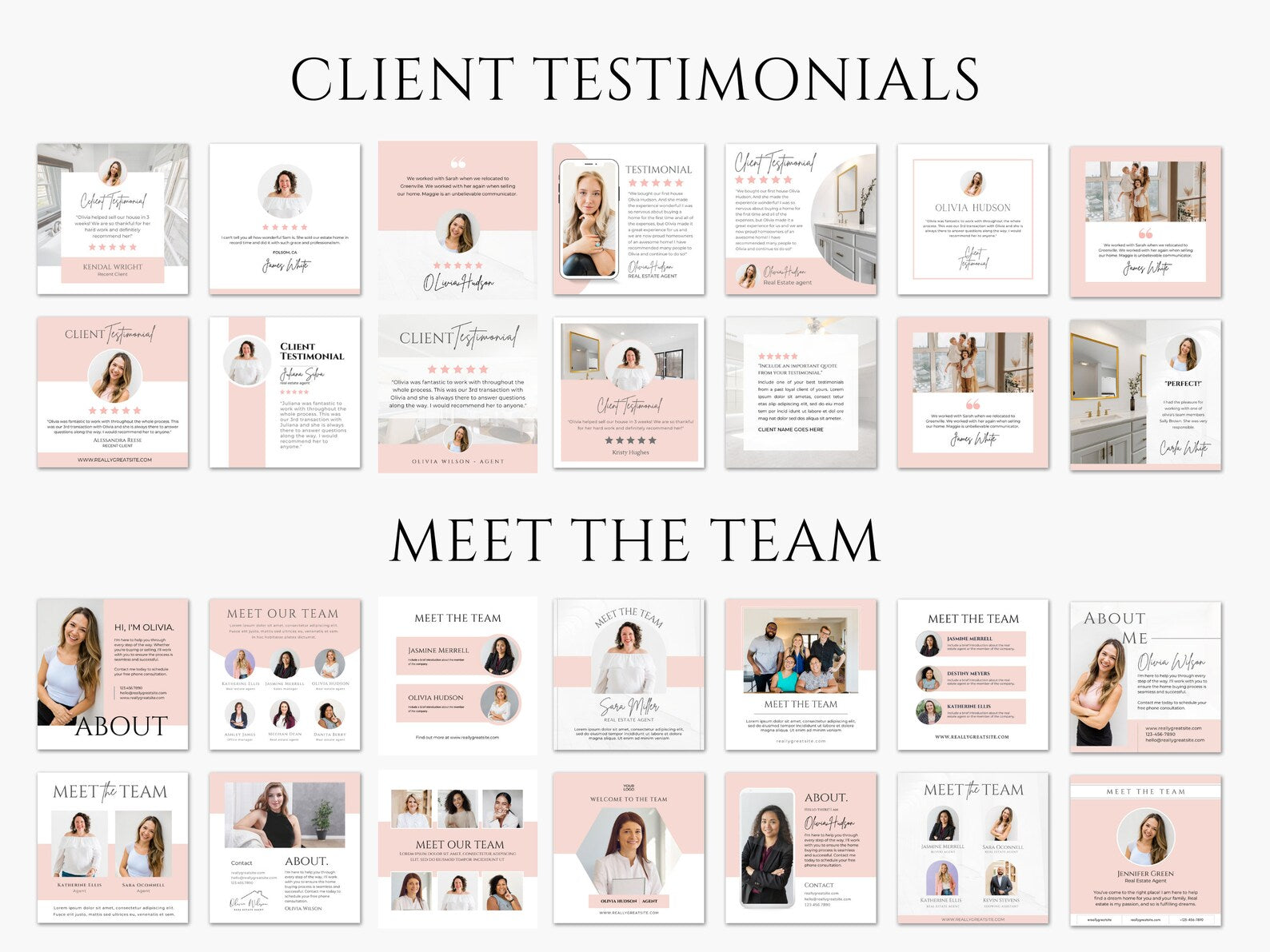 Real Estate Instagram Posts Bundle Pink And White
