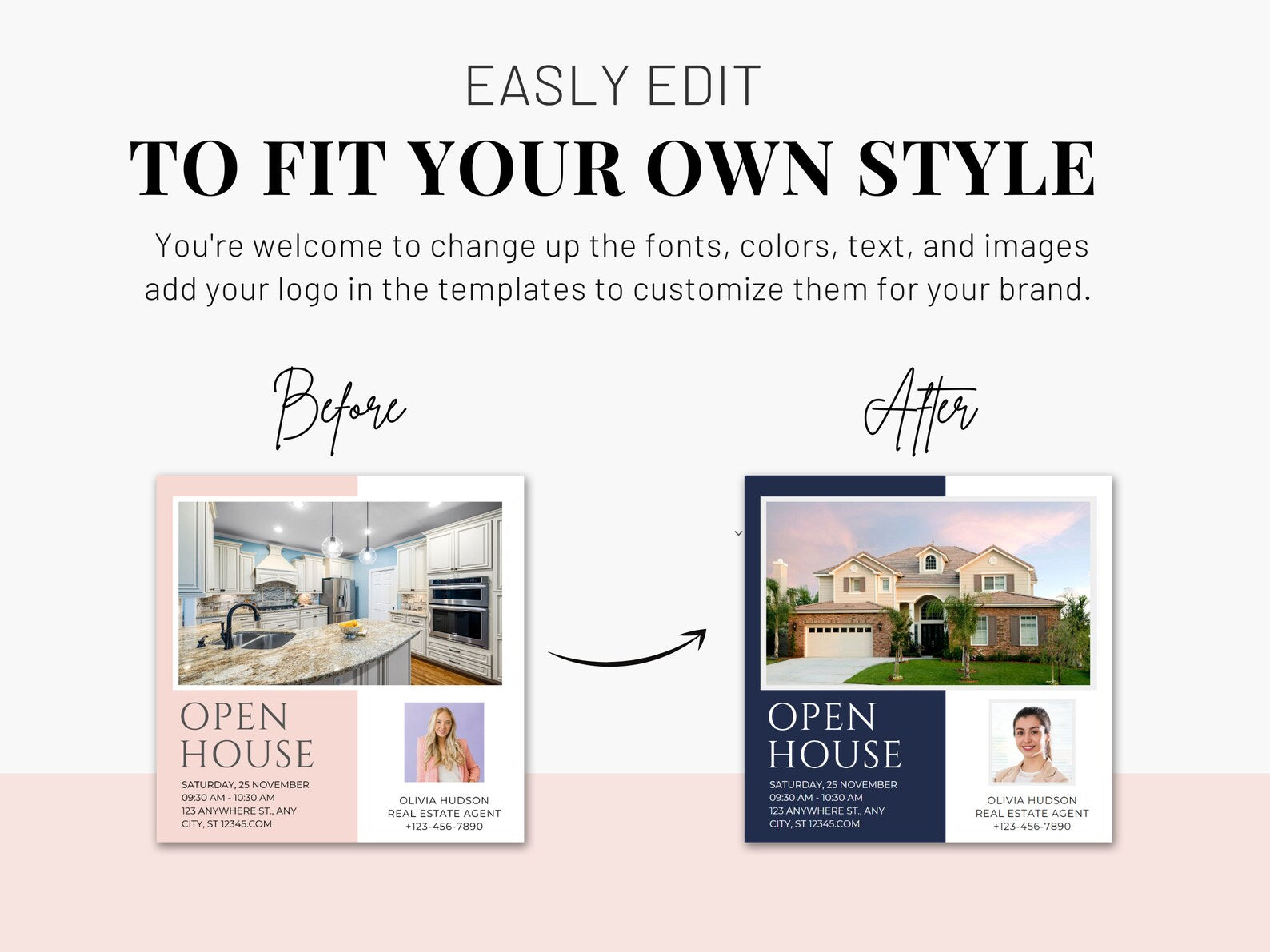 Real Estate Instagram Posts Bundle Pink And White