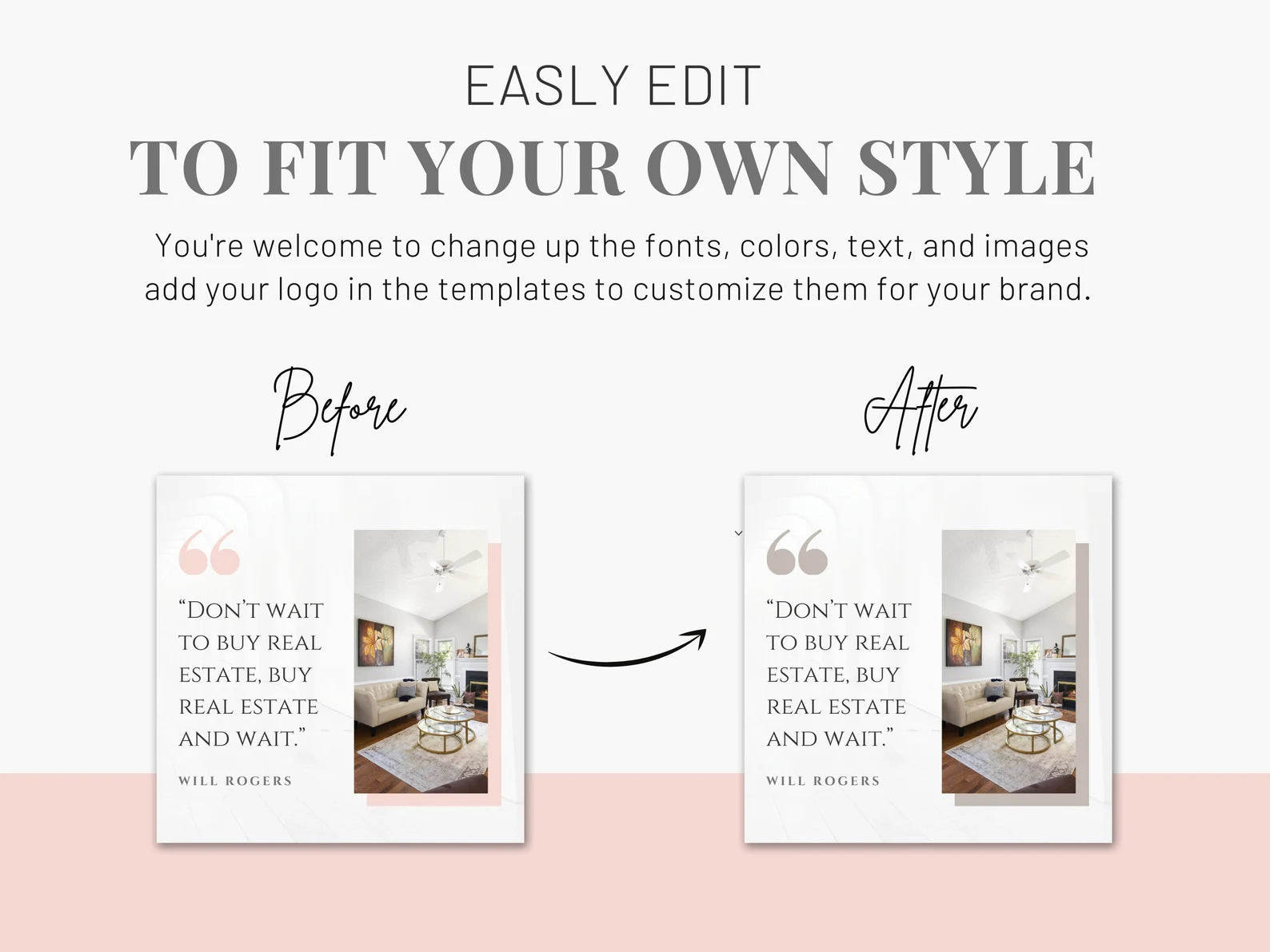 Pink Real Estate Quotes Instagram Posts Templates