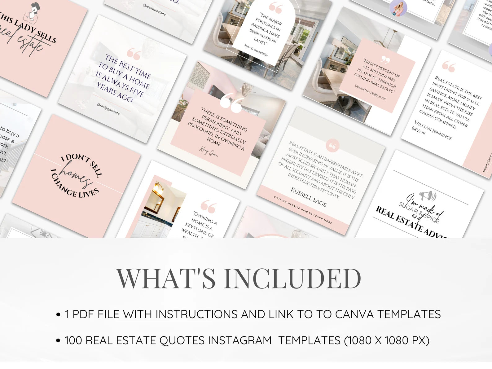 Pink Real Estate Quotes Instagram Posts Templates