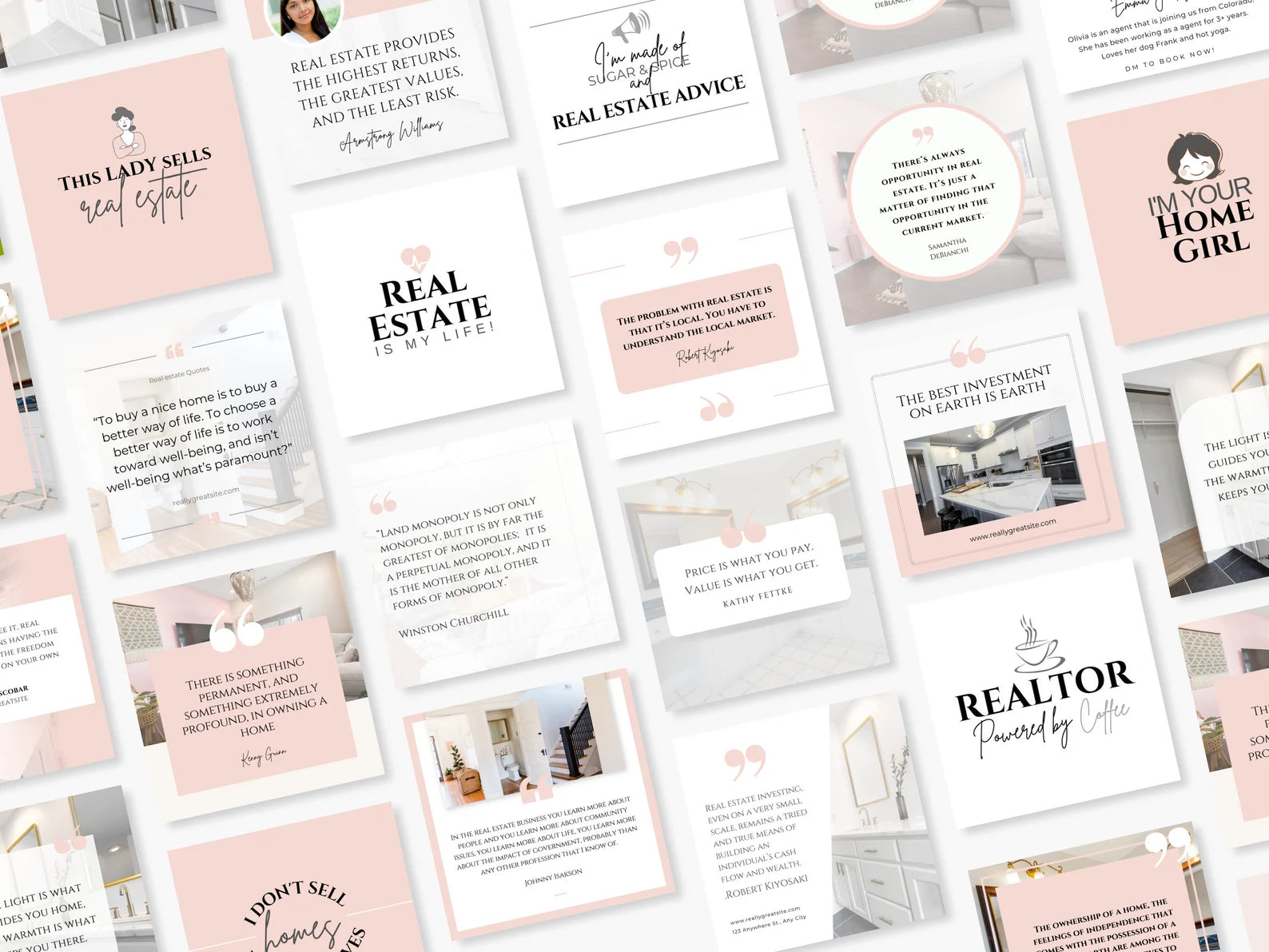 Pink Real Estate Quotes Instagram Posts Templates
