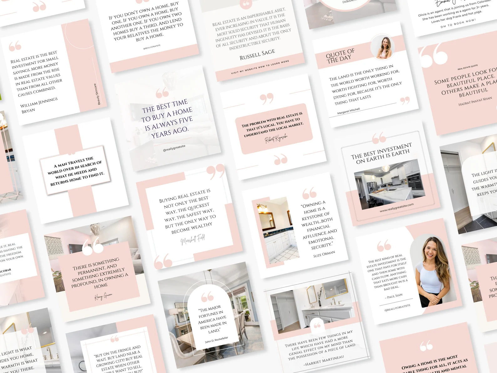 Pink Real Estate Quotes Instagram Posts Templates
