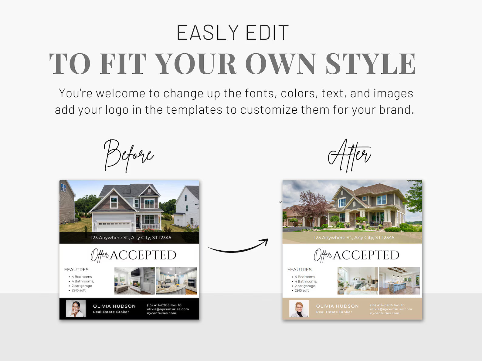 Realtor Instagram Posts Bundle Black and White