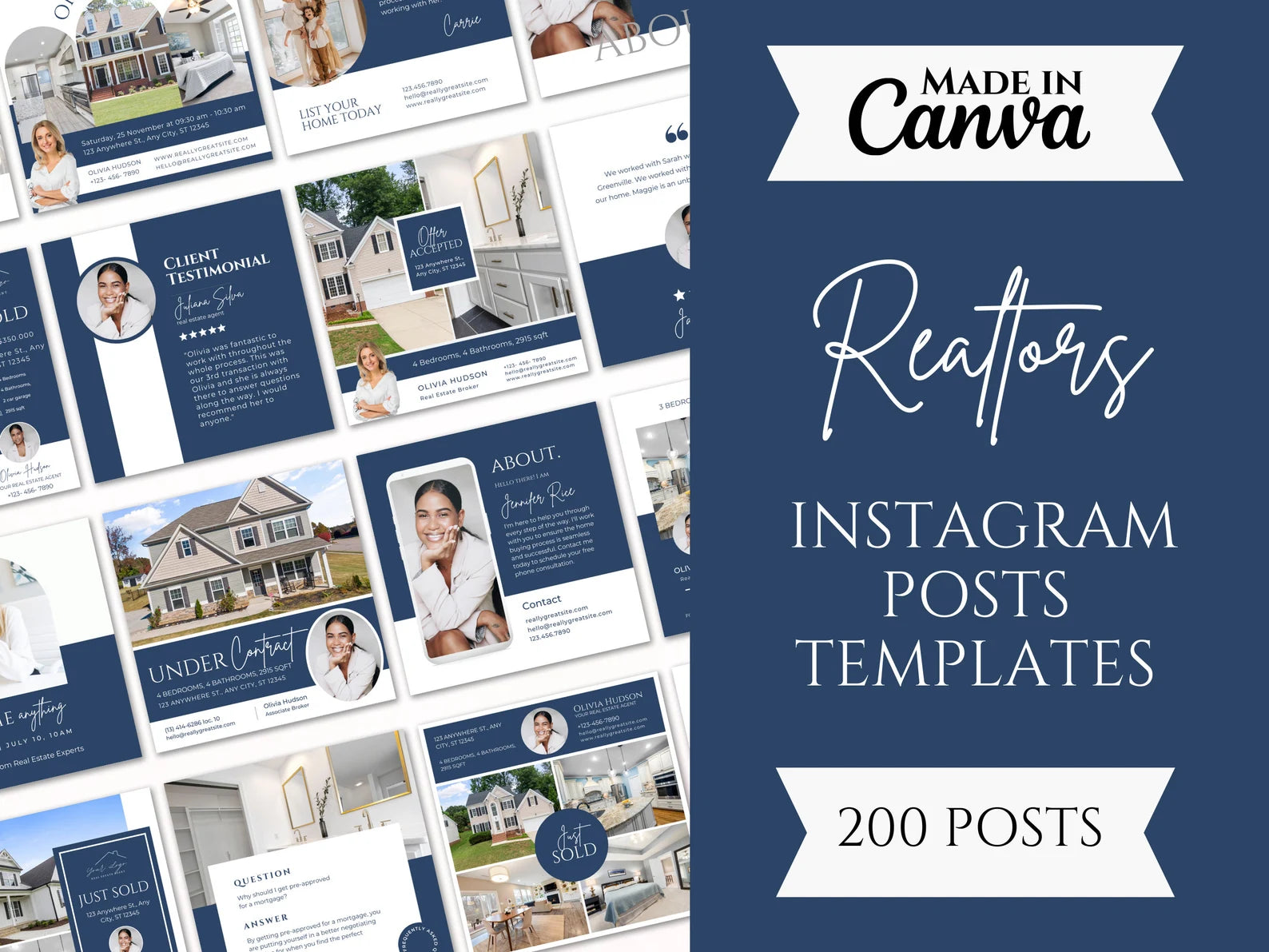 Realtor Instagram Posts Bundle Blue and White