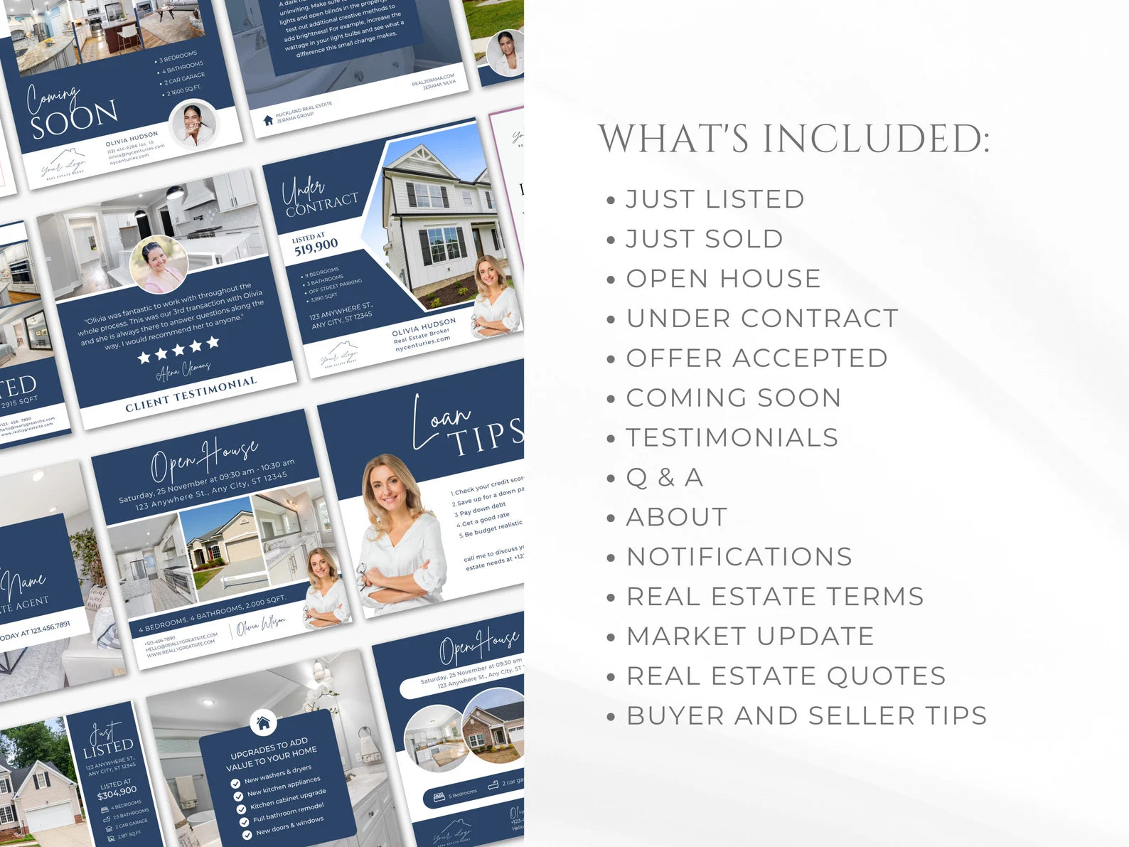 Realtor Instagram Posts Bundle Blue and White