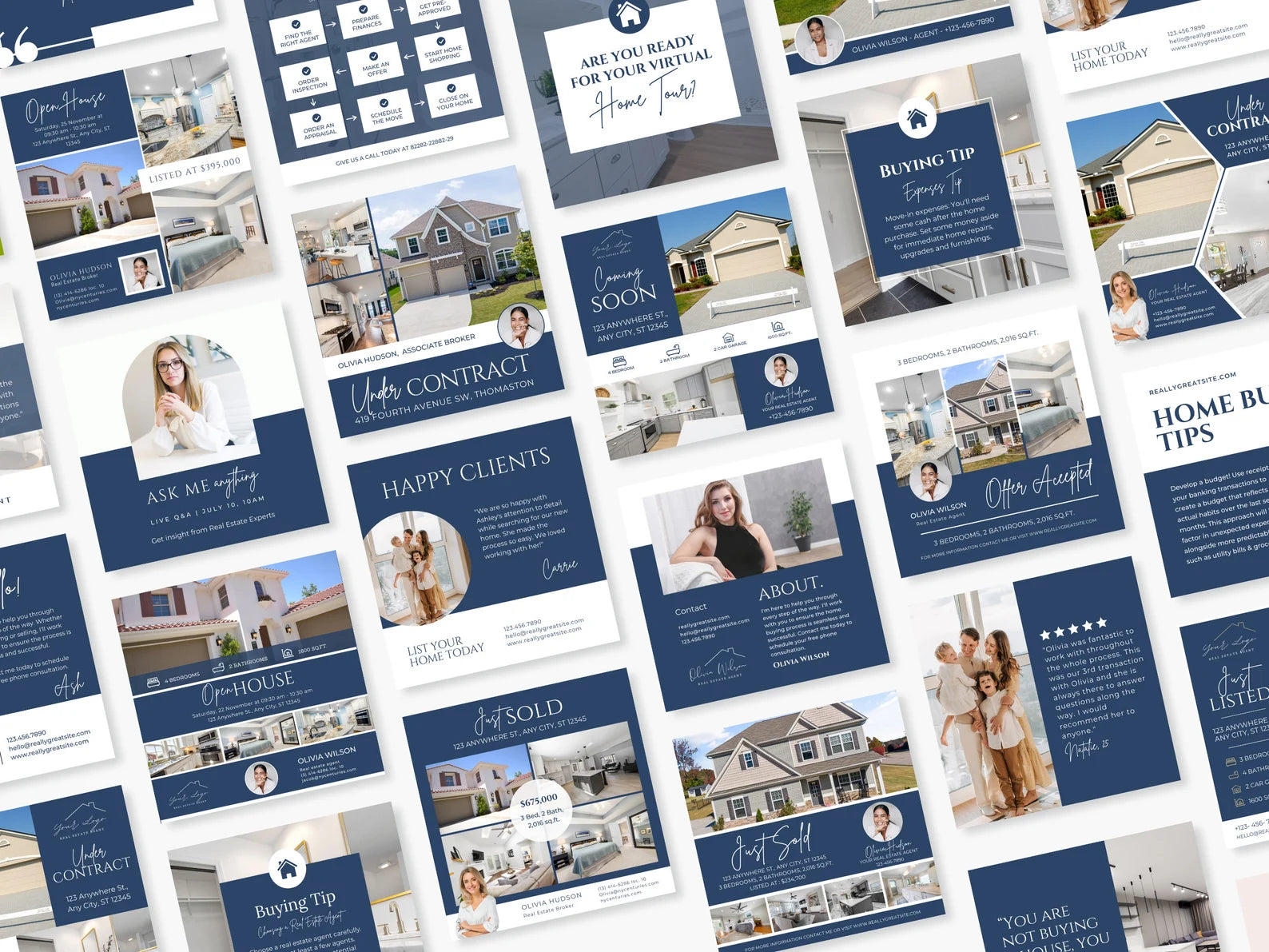 Realtor Instagram Posts Bundle Blue and White