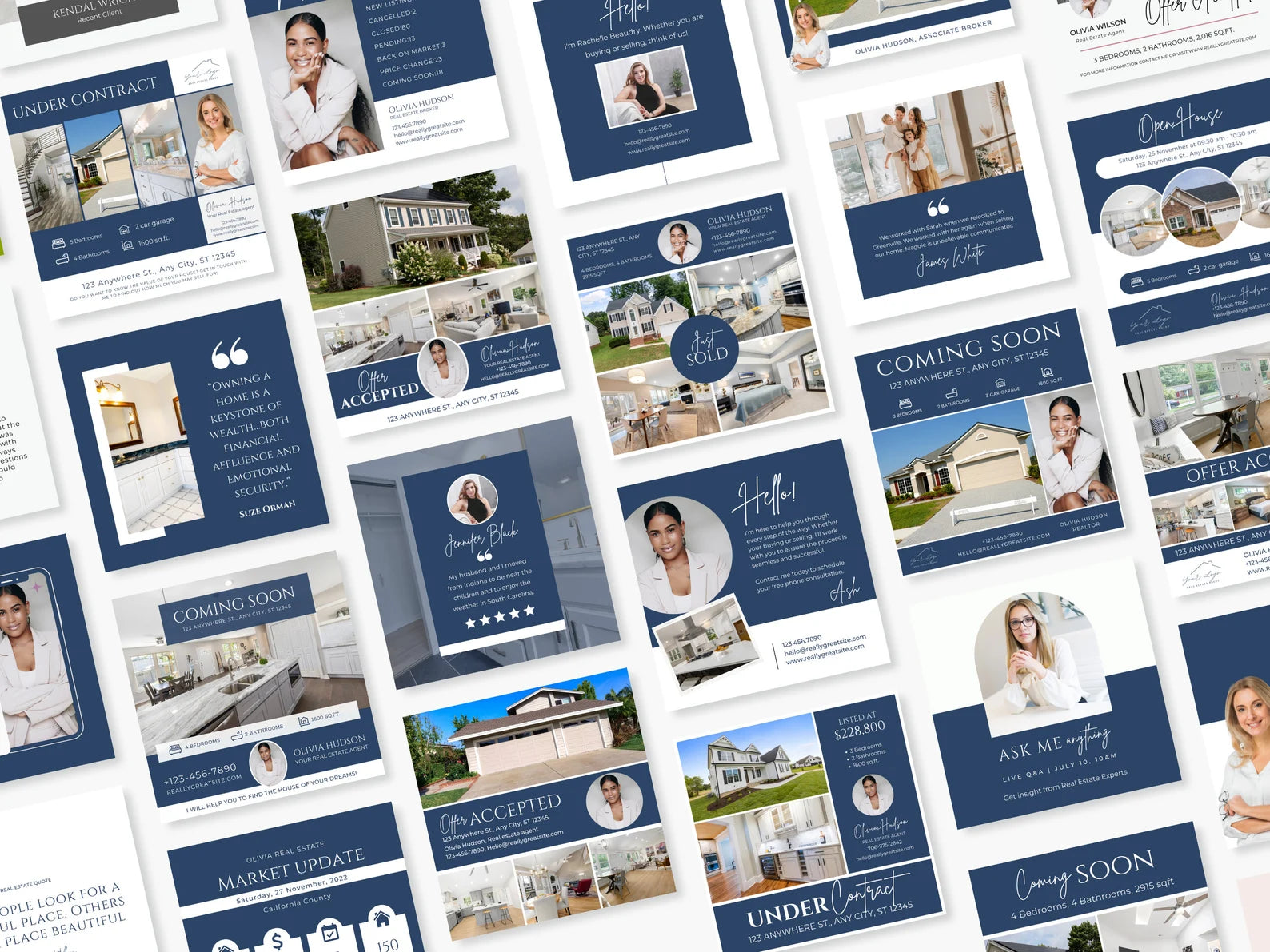 Realtor Instagram Posts Bundle Blue and White