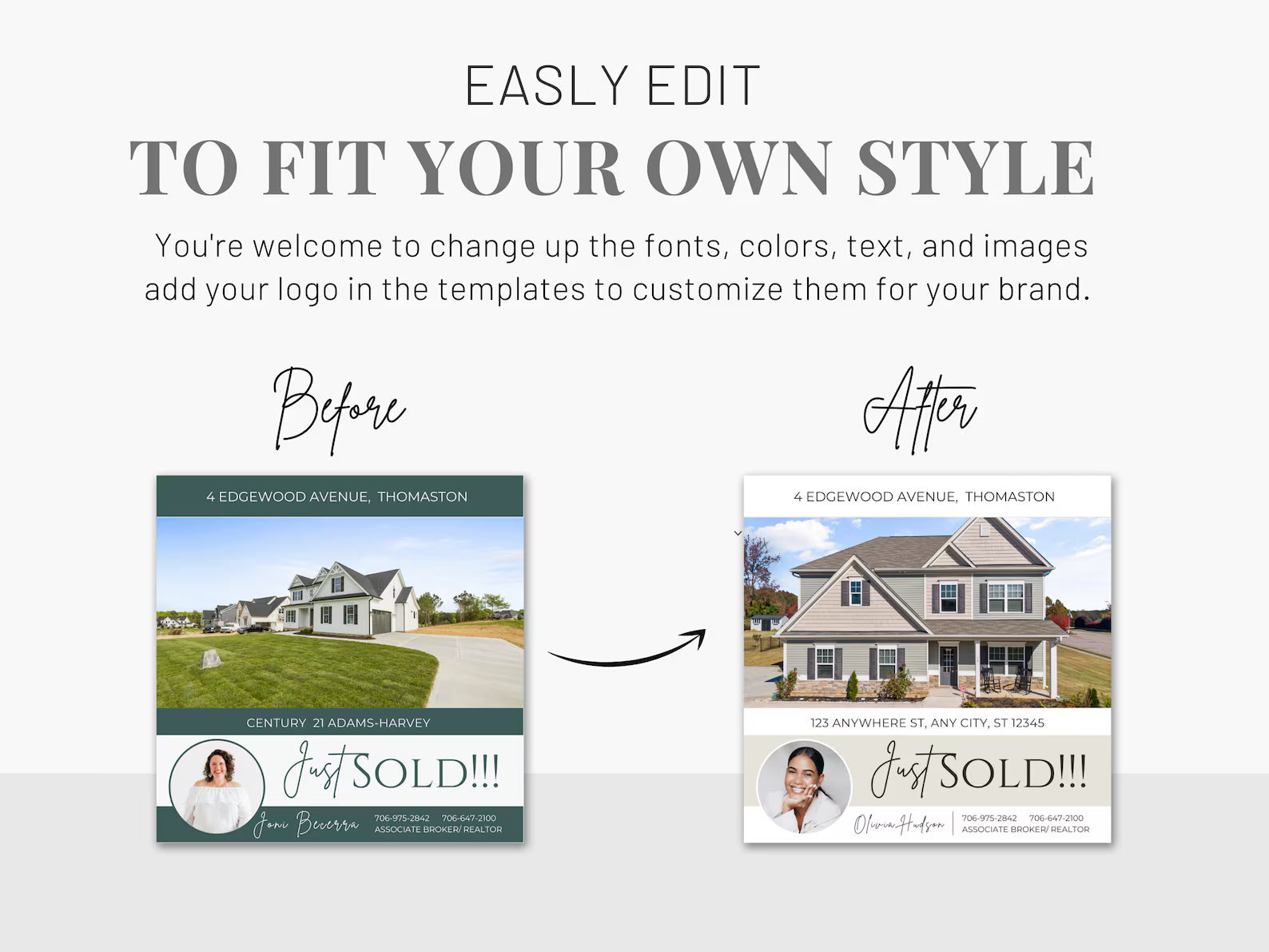 Real Estate Instagram Post Templates Green And White
