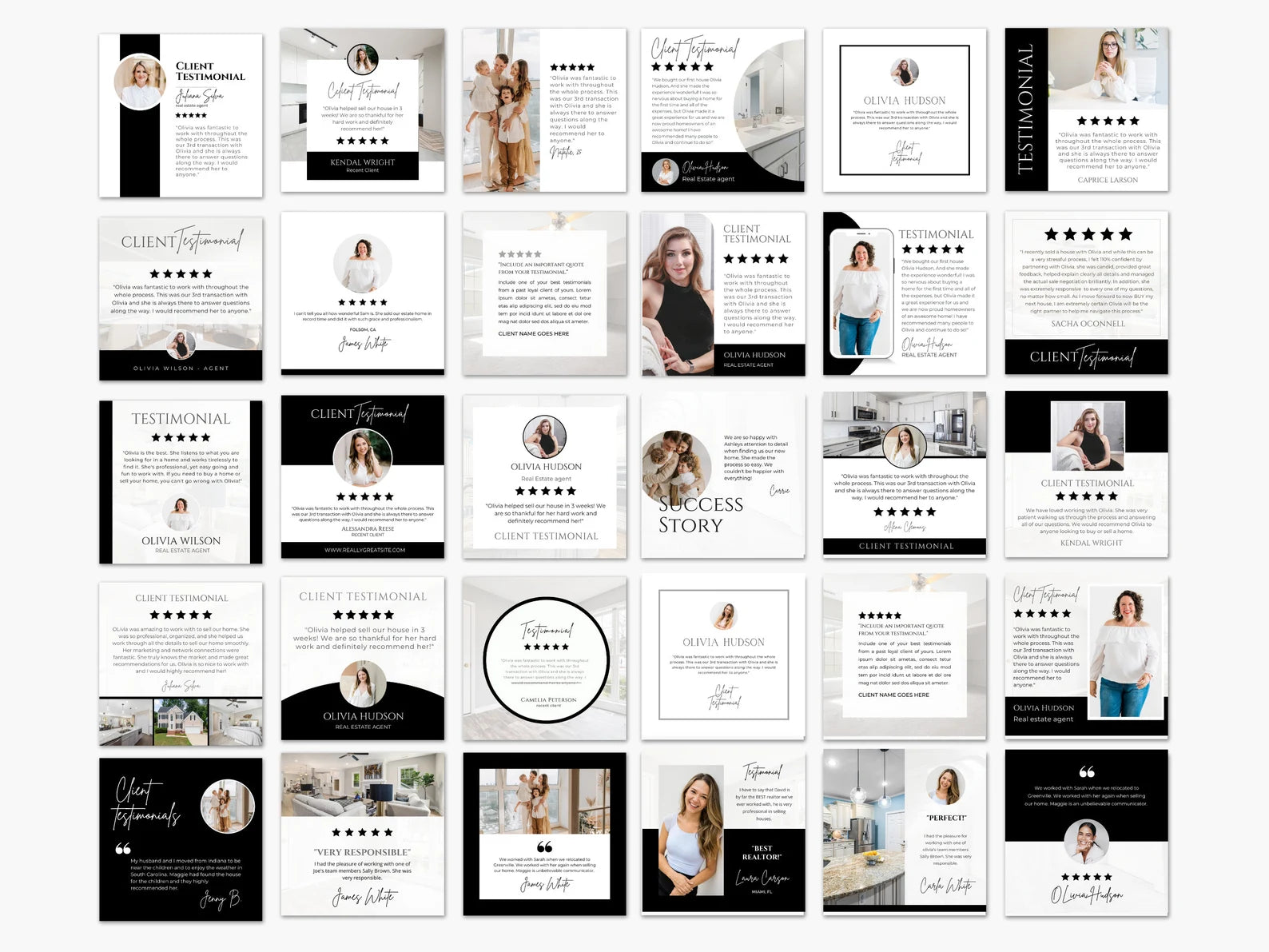 Real Estate Client Testimonial Instagram Posts Black & White