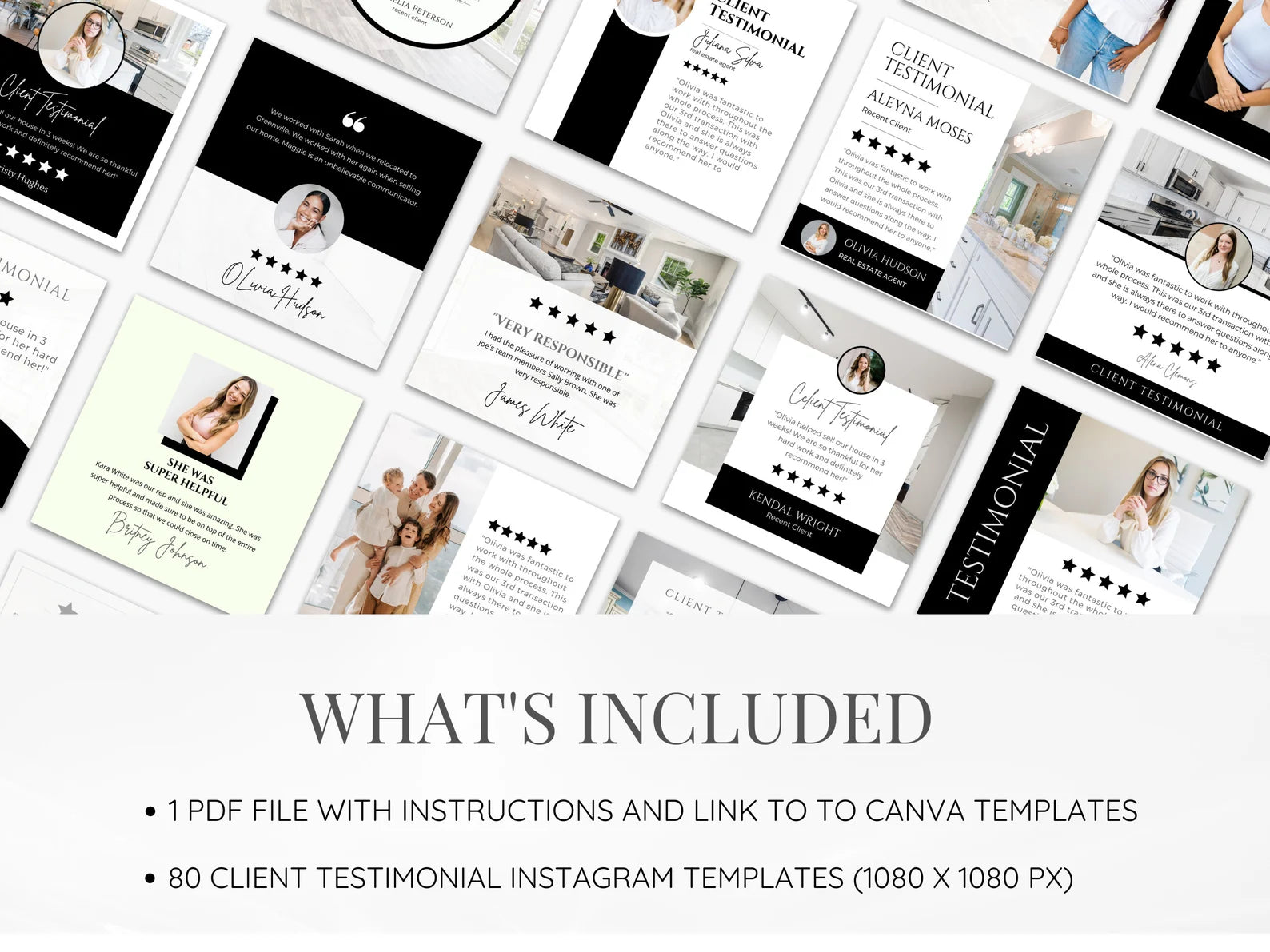 Real Estate Client Testimonial Instagram Posts Black & White