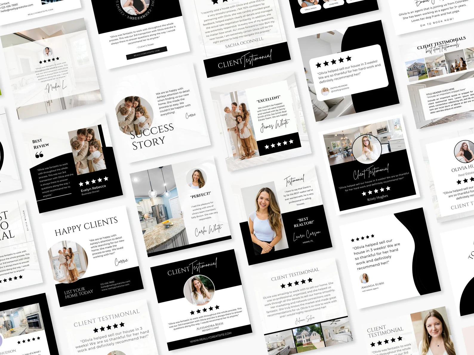Real Estate Client Testimonial Instagram Posts Black & White