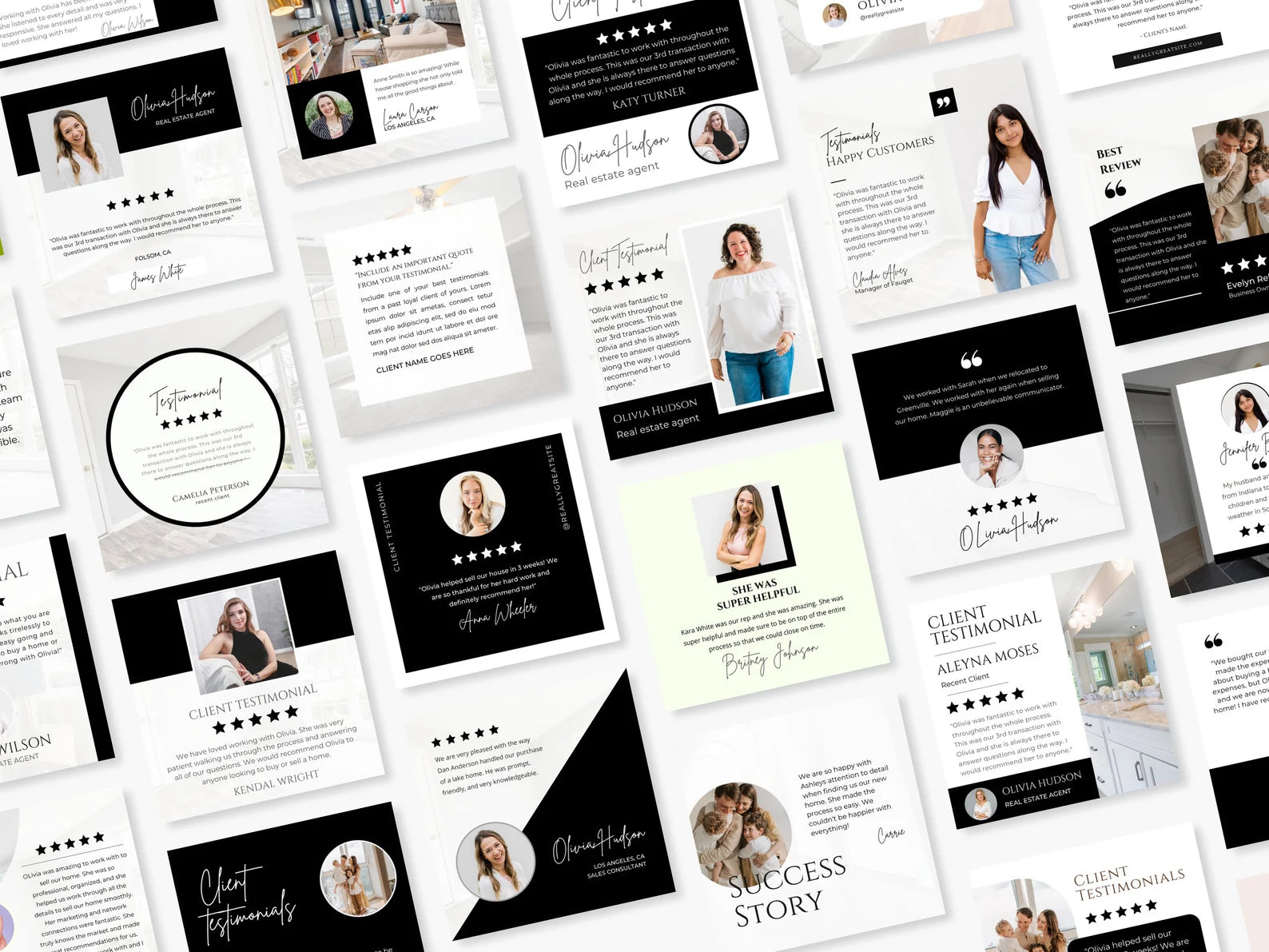 Real Estate Client Testimonial Instagram Posts Black & White