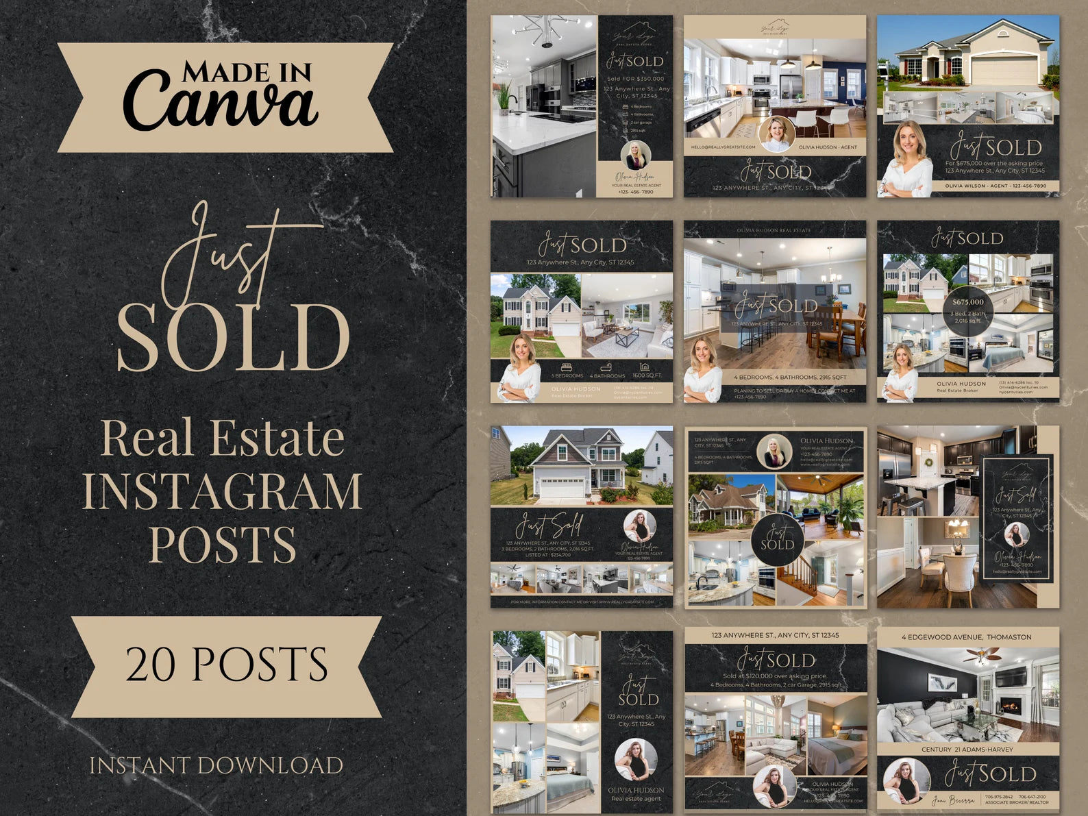 20 Marble Just Sold Instagram Posts Templates