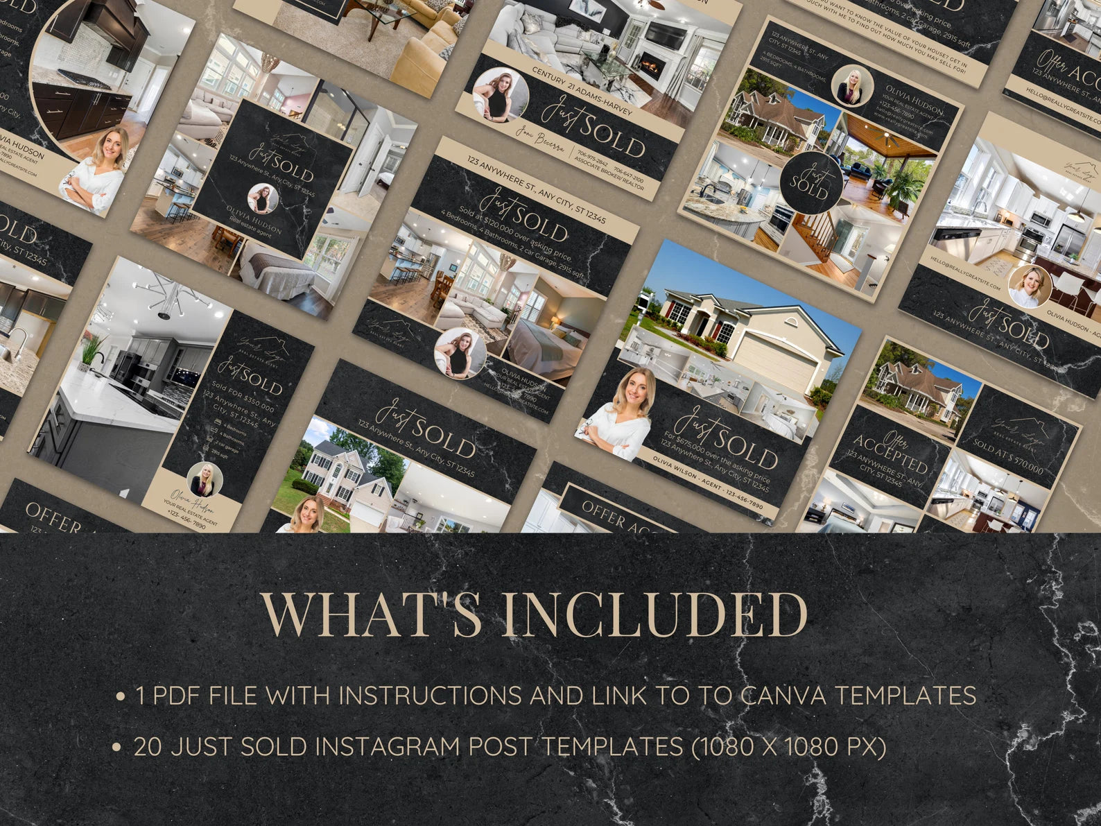 20 Marble Just Sold Instagram Posts Templates