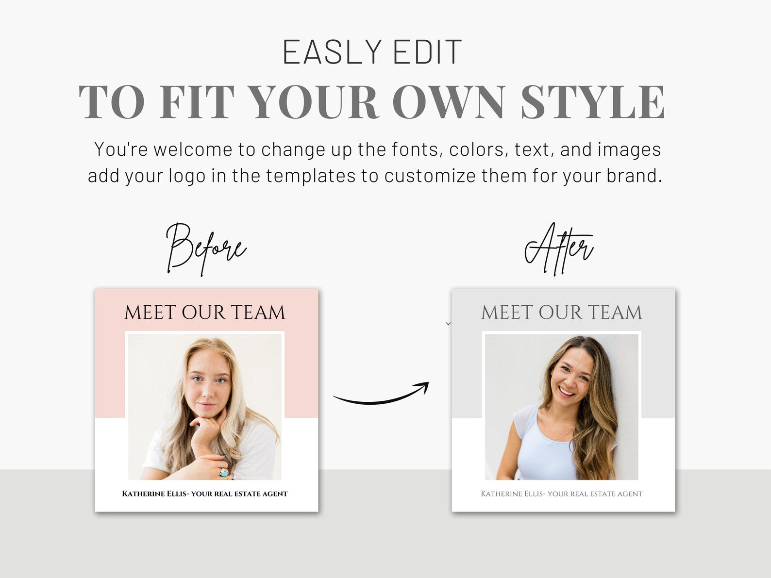 Set of 65 Pink Real Estate Meet the Team Social Media Posts Templates
