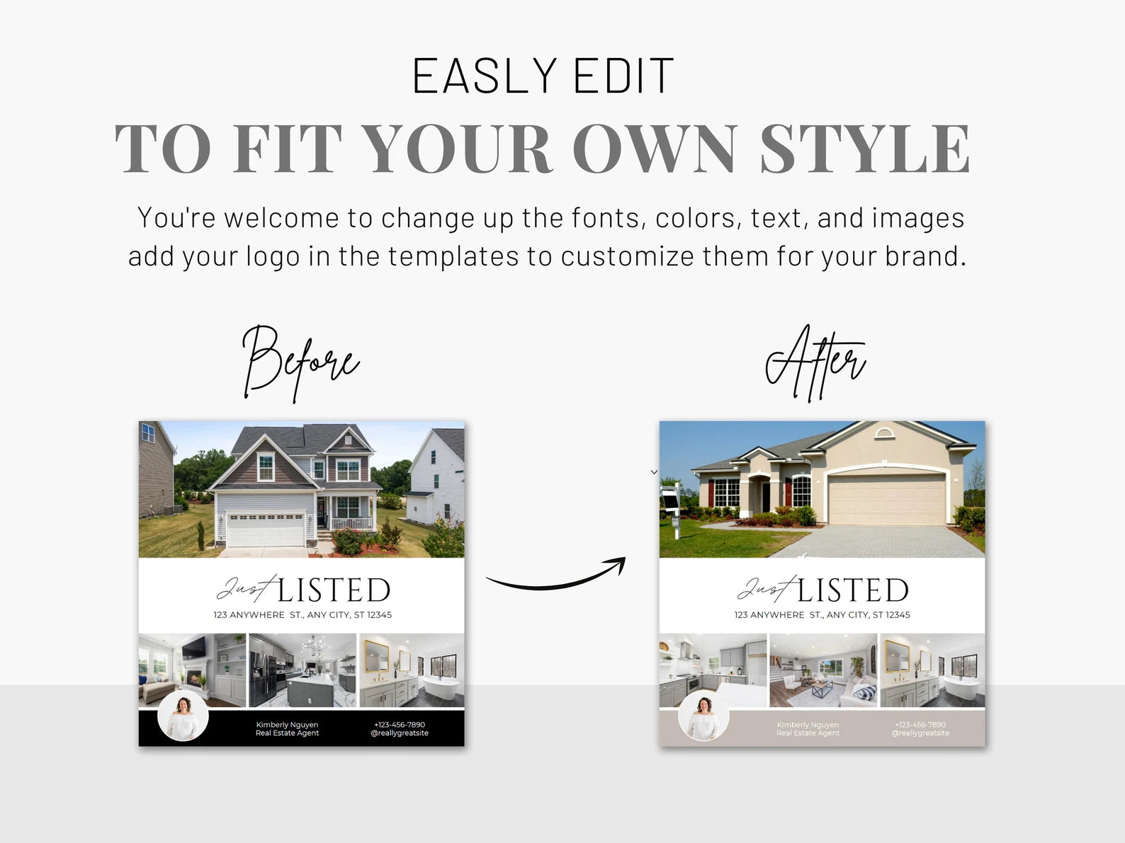 Real Estate Instagram Kit Realtor Posts, Stories & Highlights Black and White