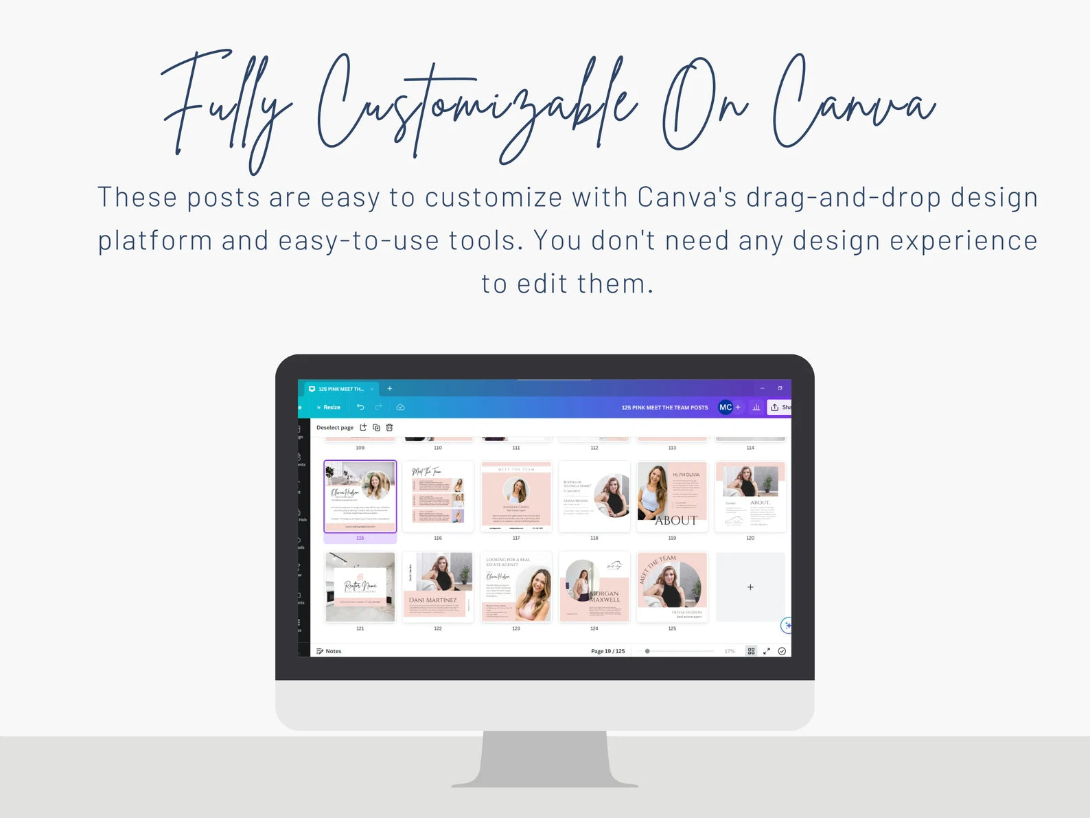 Set of 125 Pink Meet the team Social Media Posts Templates
