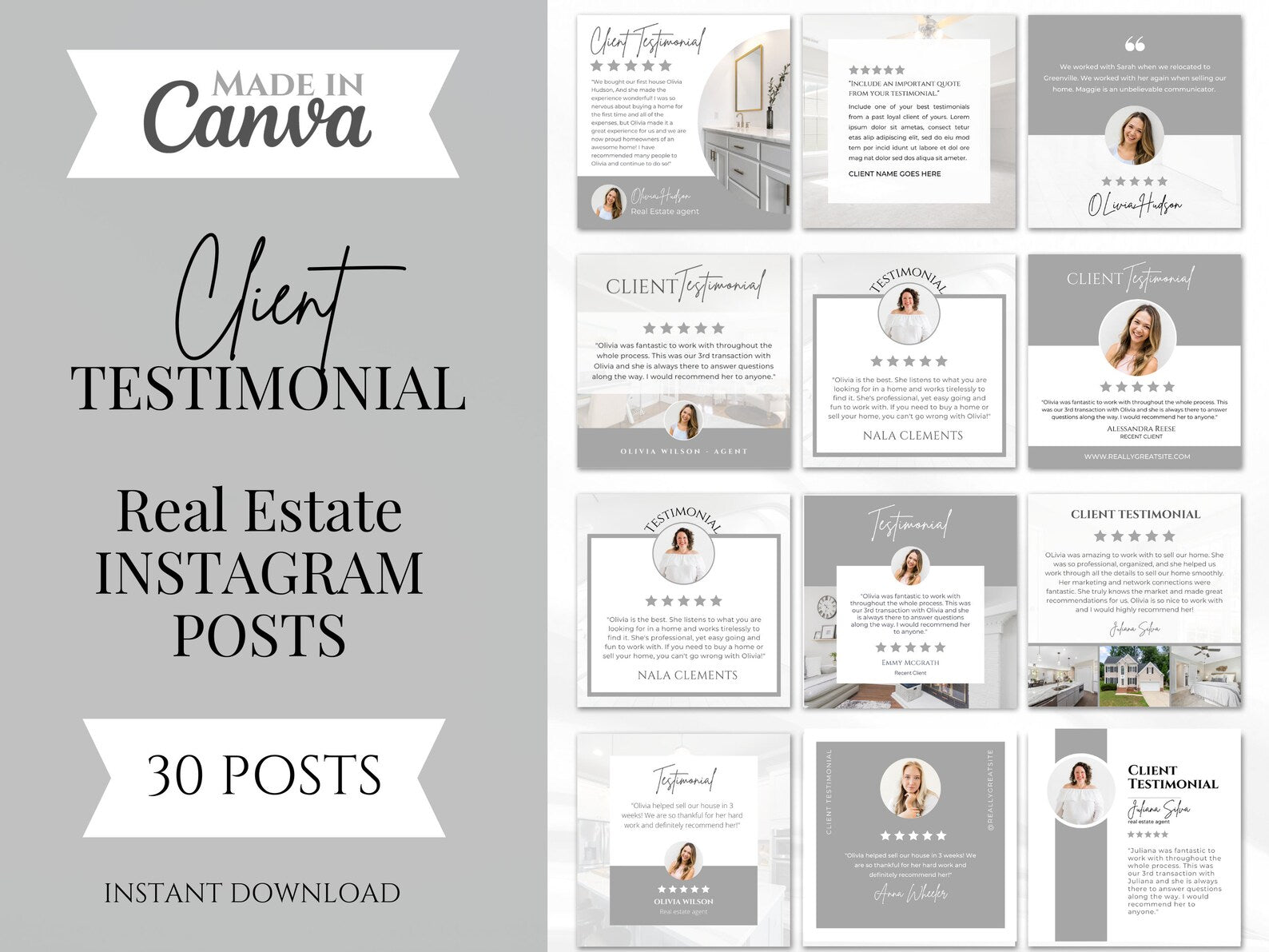 Real Estate Client Testimonial Instagram Posts Templates