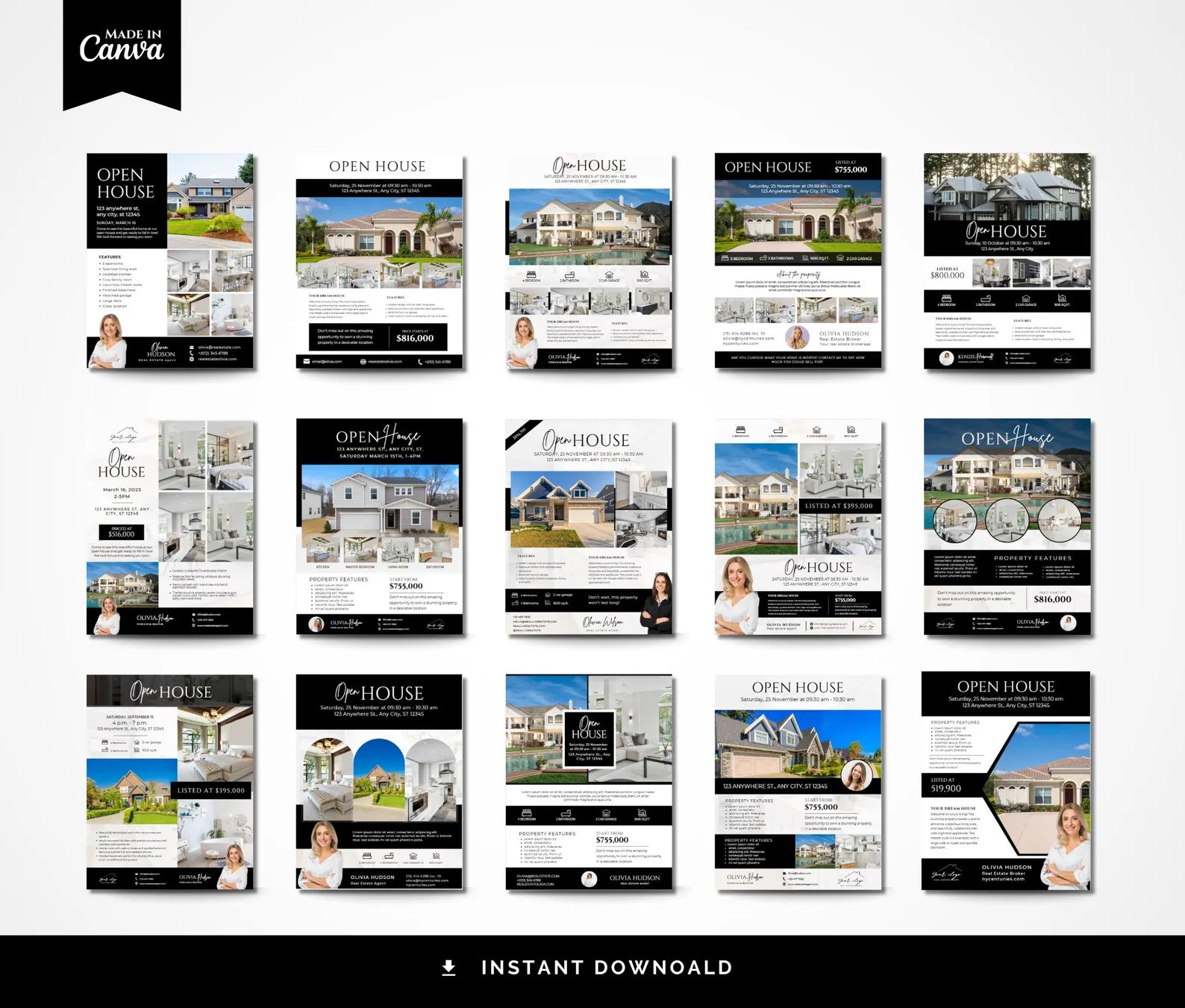 Real Estate Open House Flyers Black and White