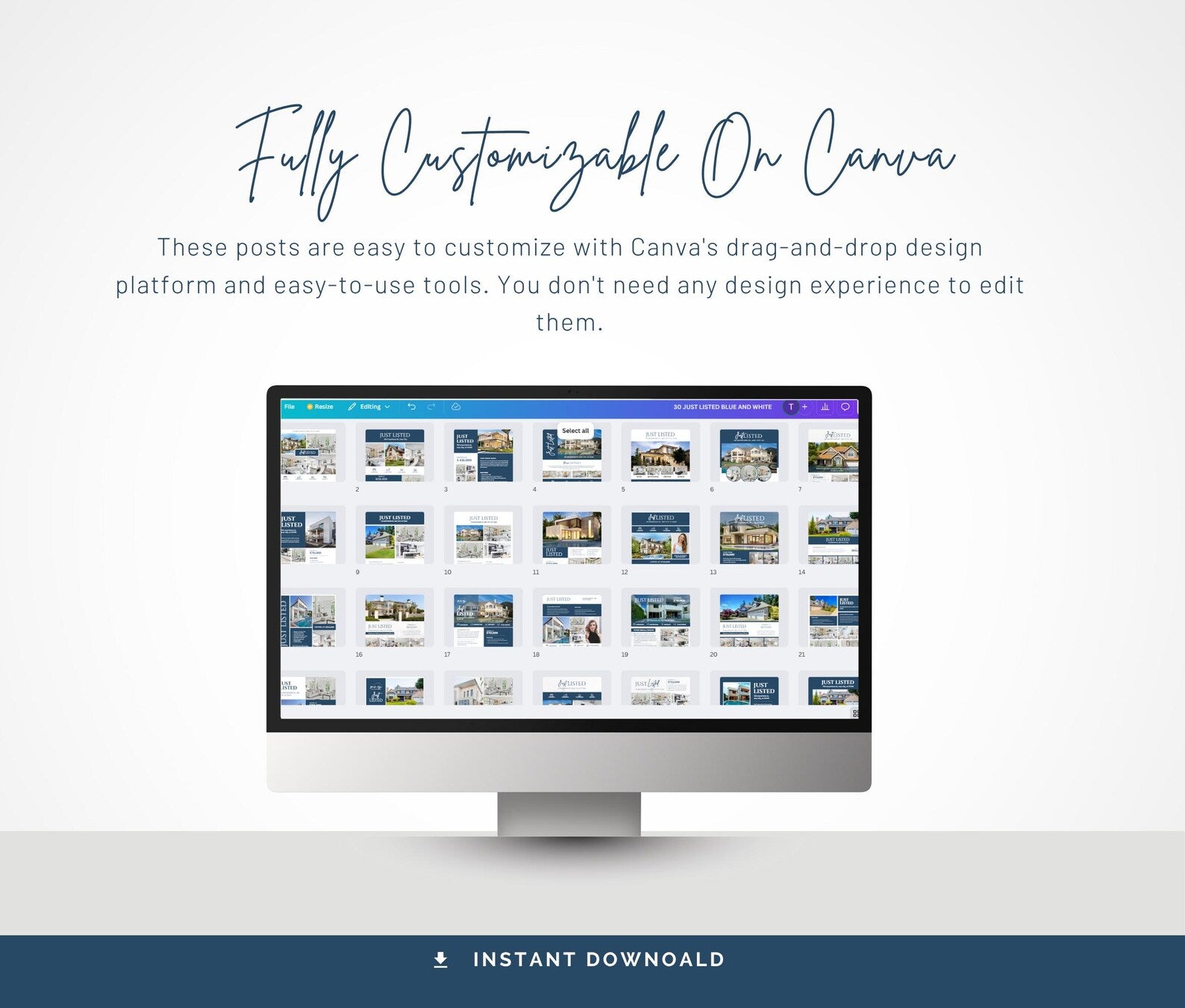 Real Estate Flyer Bundle | Open House, Just Listed, Just Sold & Coming Soon Blue & White