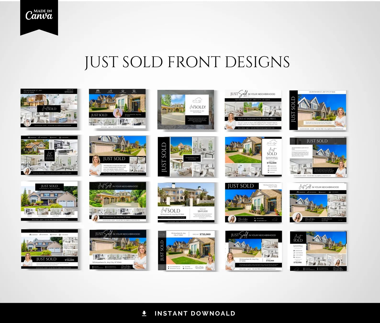Realtor Postcard Templates Black and White