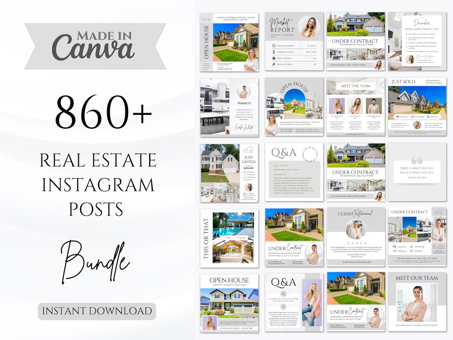 Real Estate Instagram Posts Templates Bundle