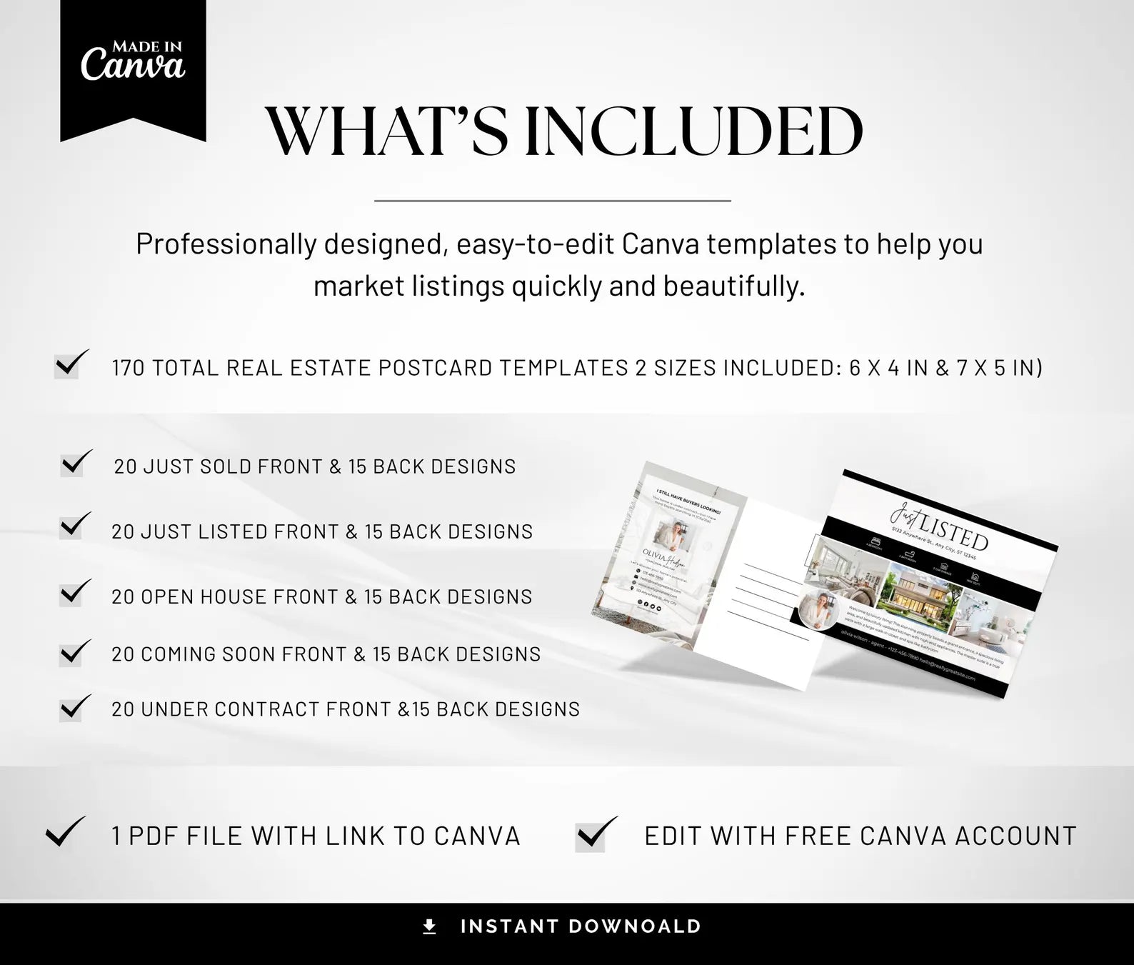 Realtor Postcard Templates Black and White