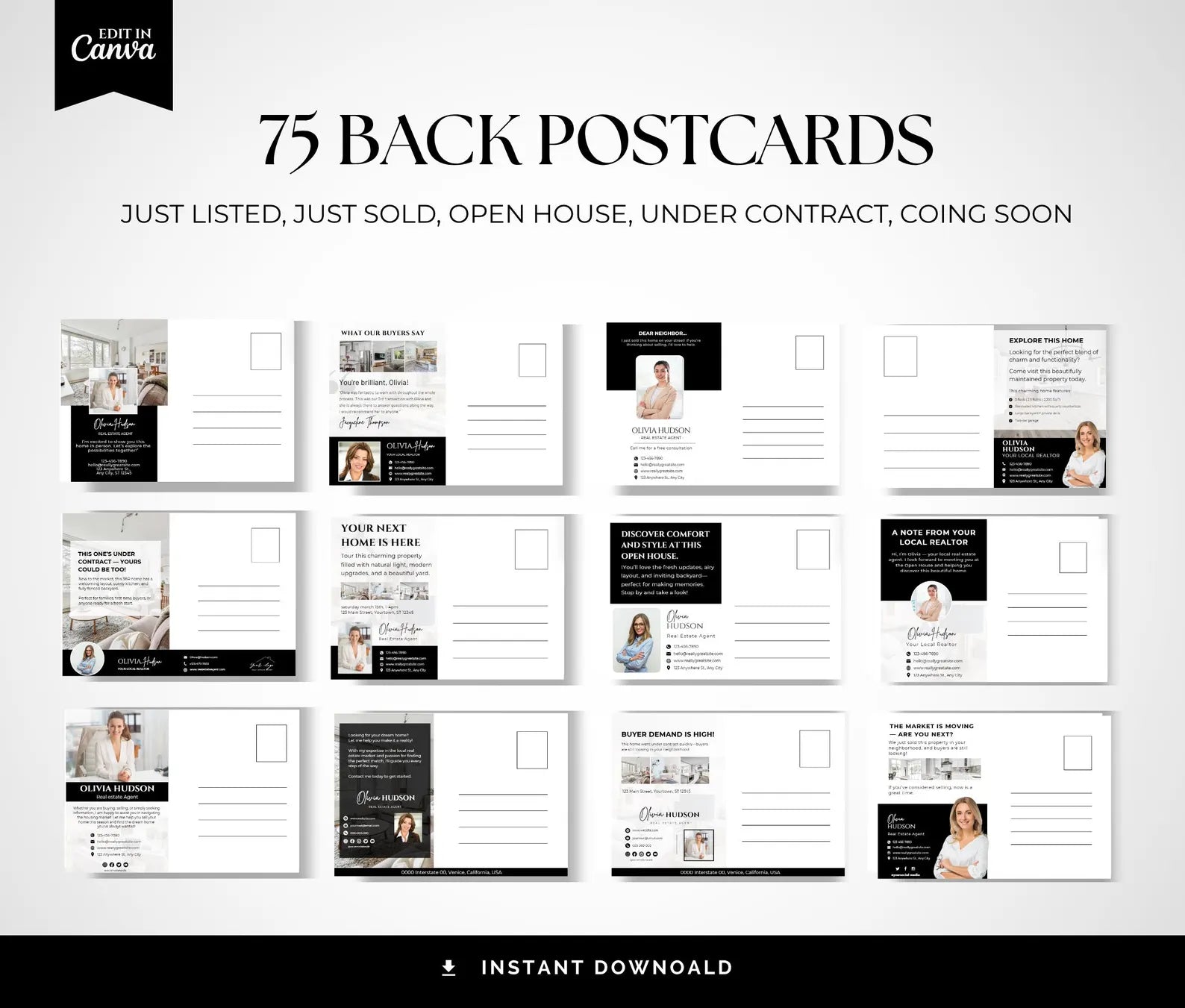 Realtor Postcard Templates Black and White