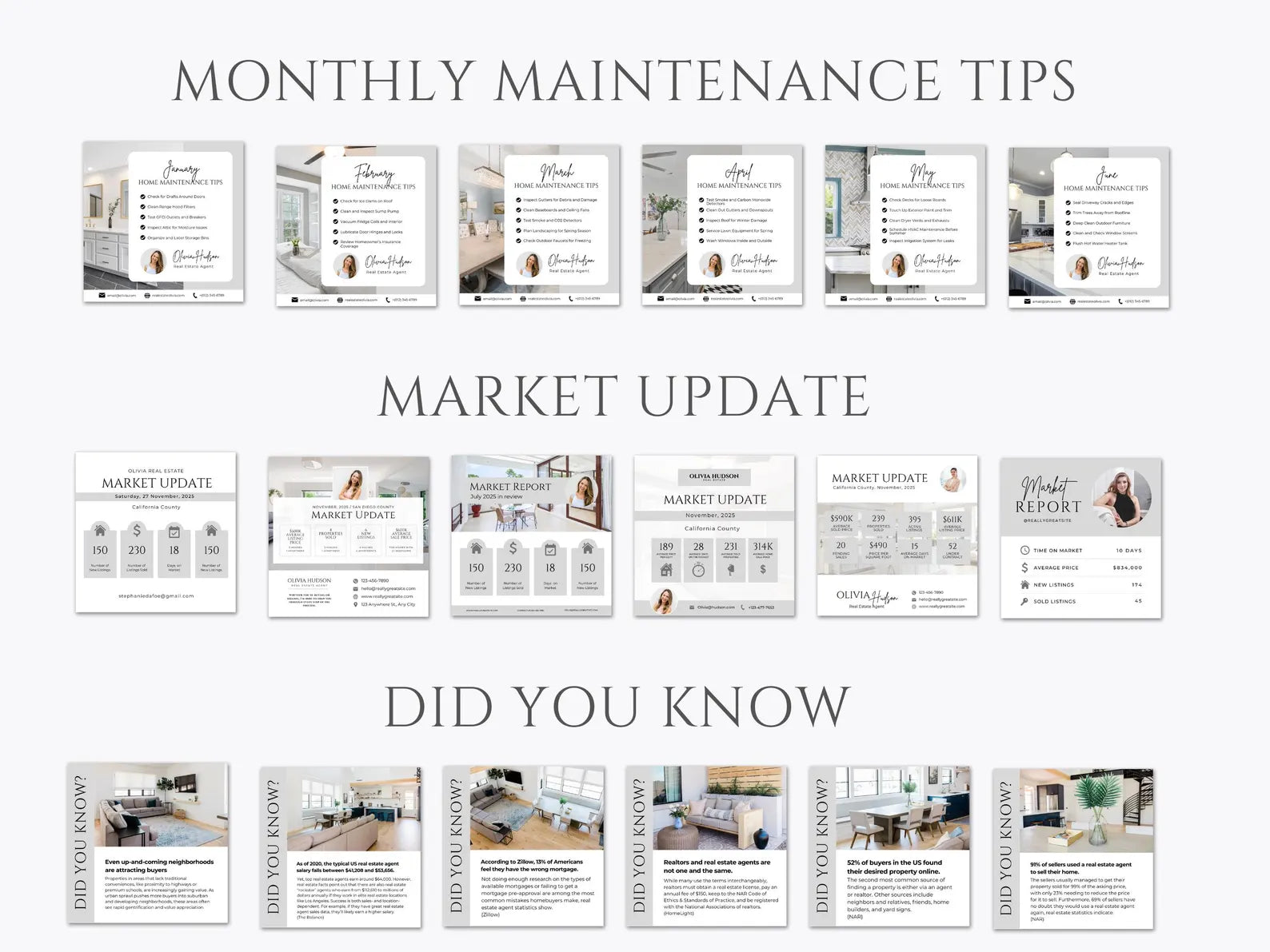Real Estate Instagram Posts Bundle Gray & White