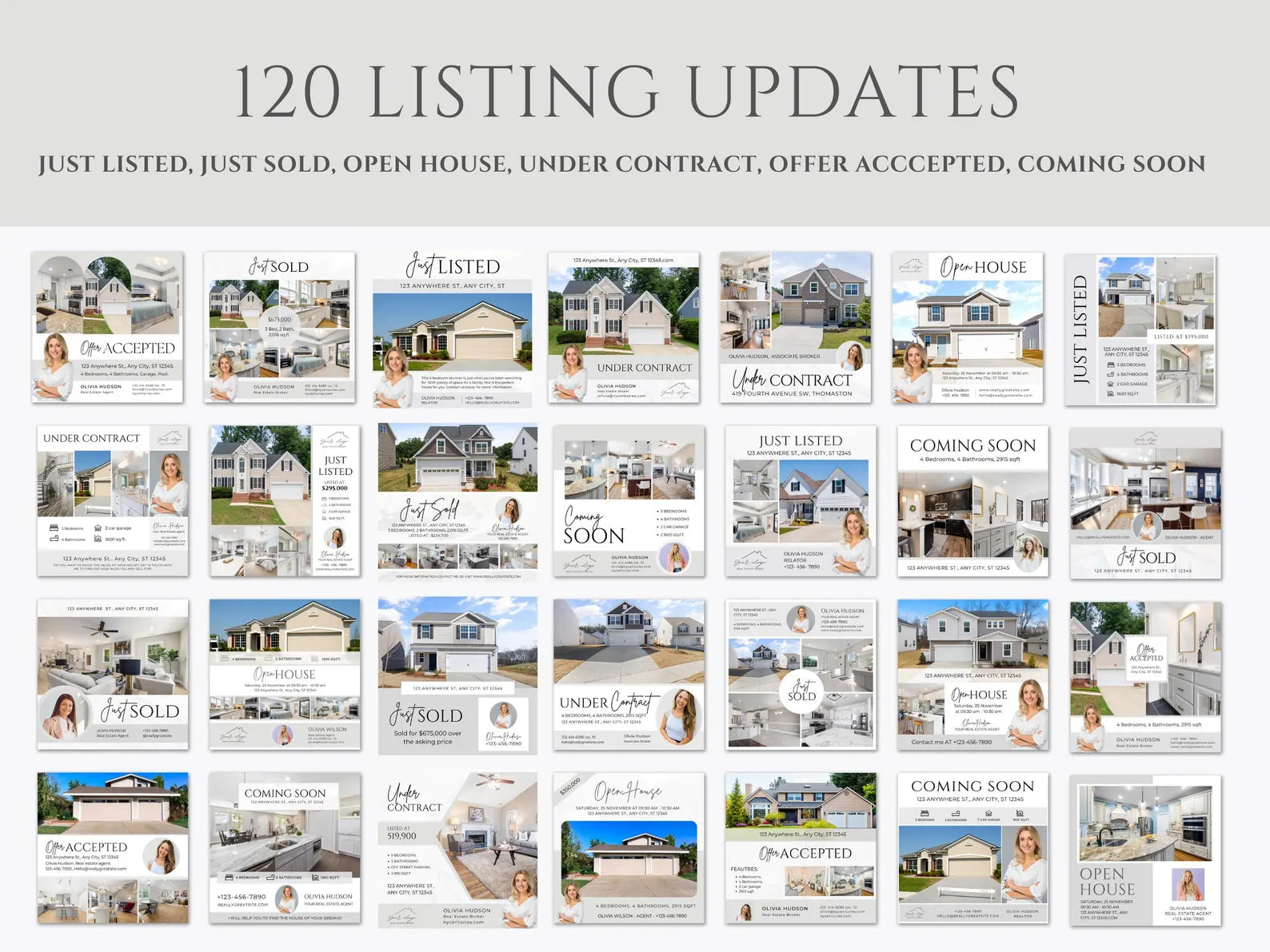 Real Estate Instagram Posts Bundle Gray & White