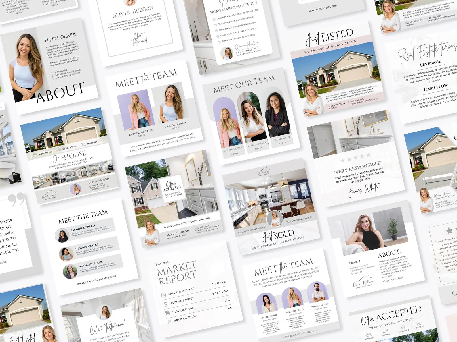Real Estate Instagram Posts Bundle Gray & White