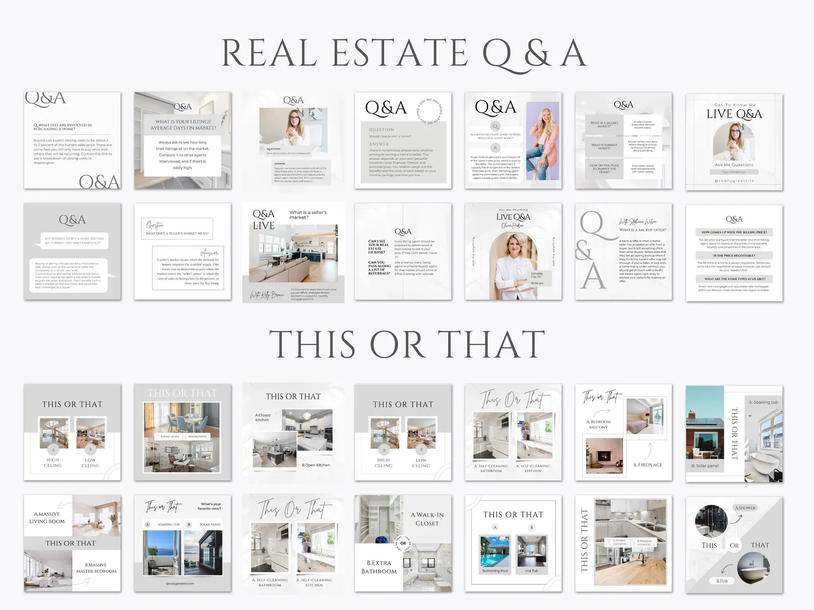 Real Estate Instagram Posts Bundle Gray & White