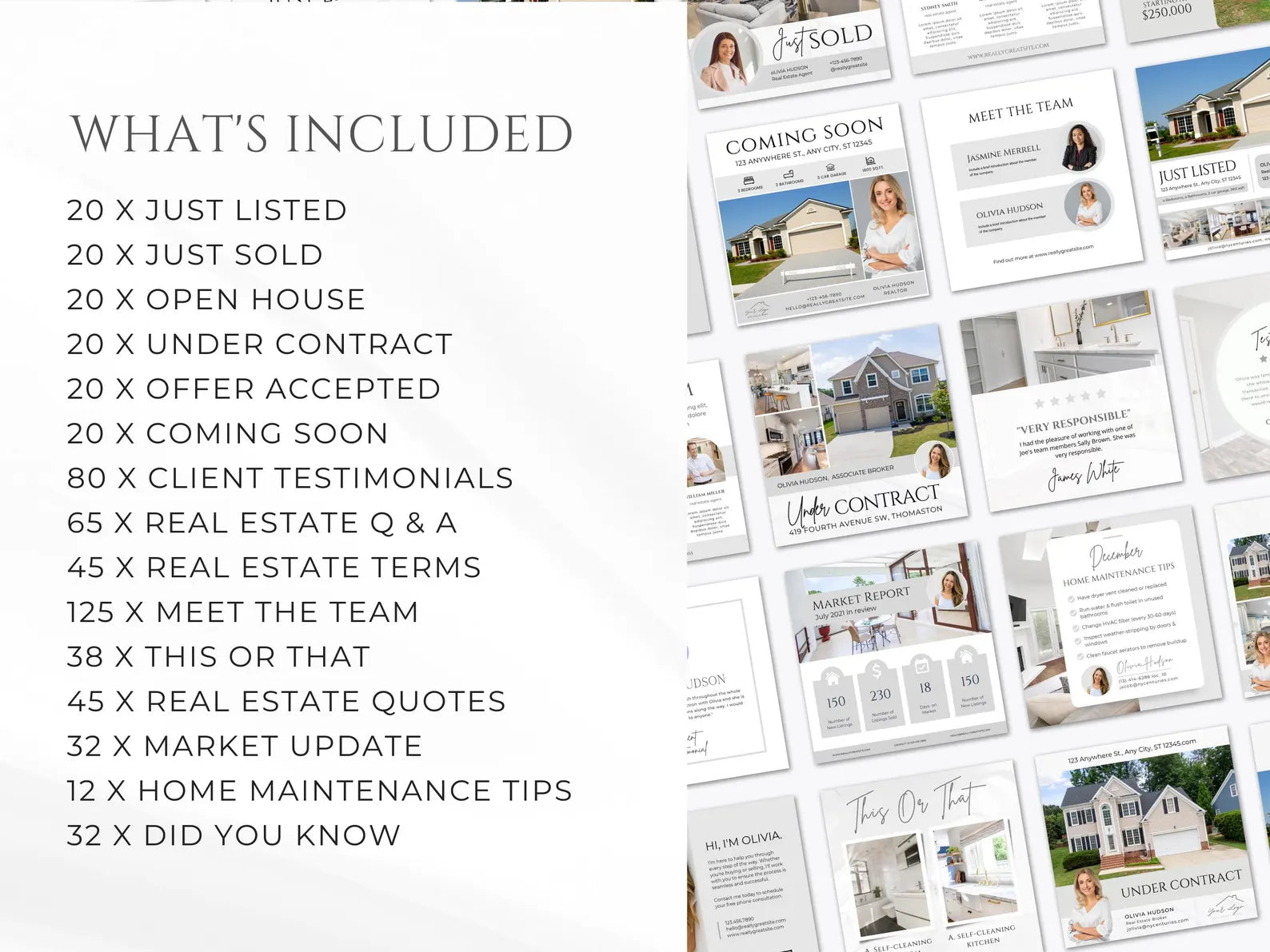 Real Estate Instagram Posts Bundle Gray & White