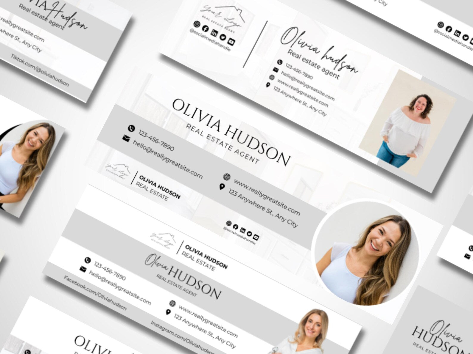 Modern Realtor Email Signature Bundle (25 Designs, 2 Sizes) Gray and White