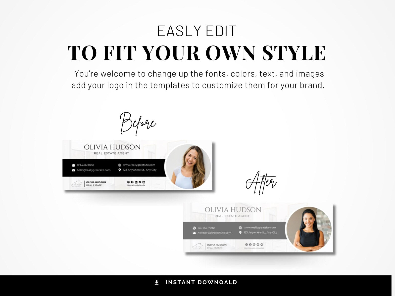 Modern Realtor Email Signature Bundle (25 Designs, 2 Sizes)