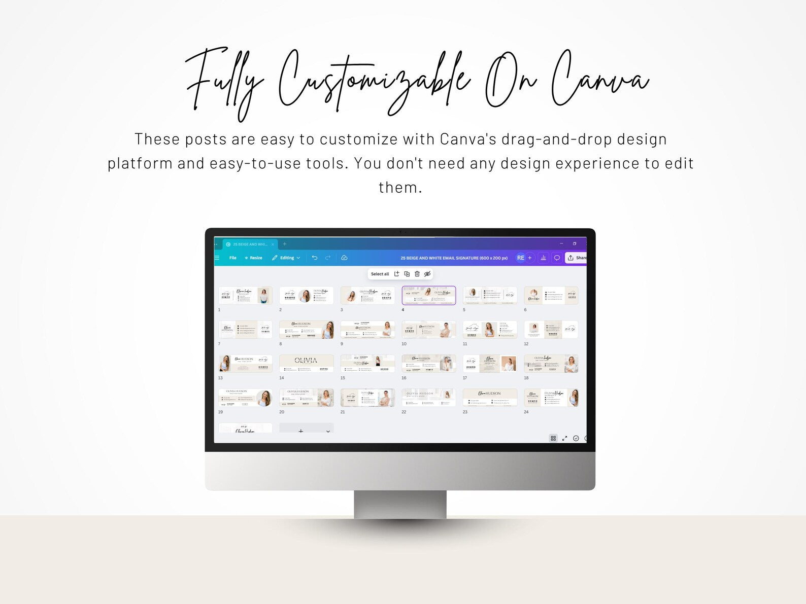 Modern Realtor Email Signature Bundle (25 Designs, 2 Sizes) Beige and White