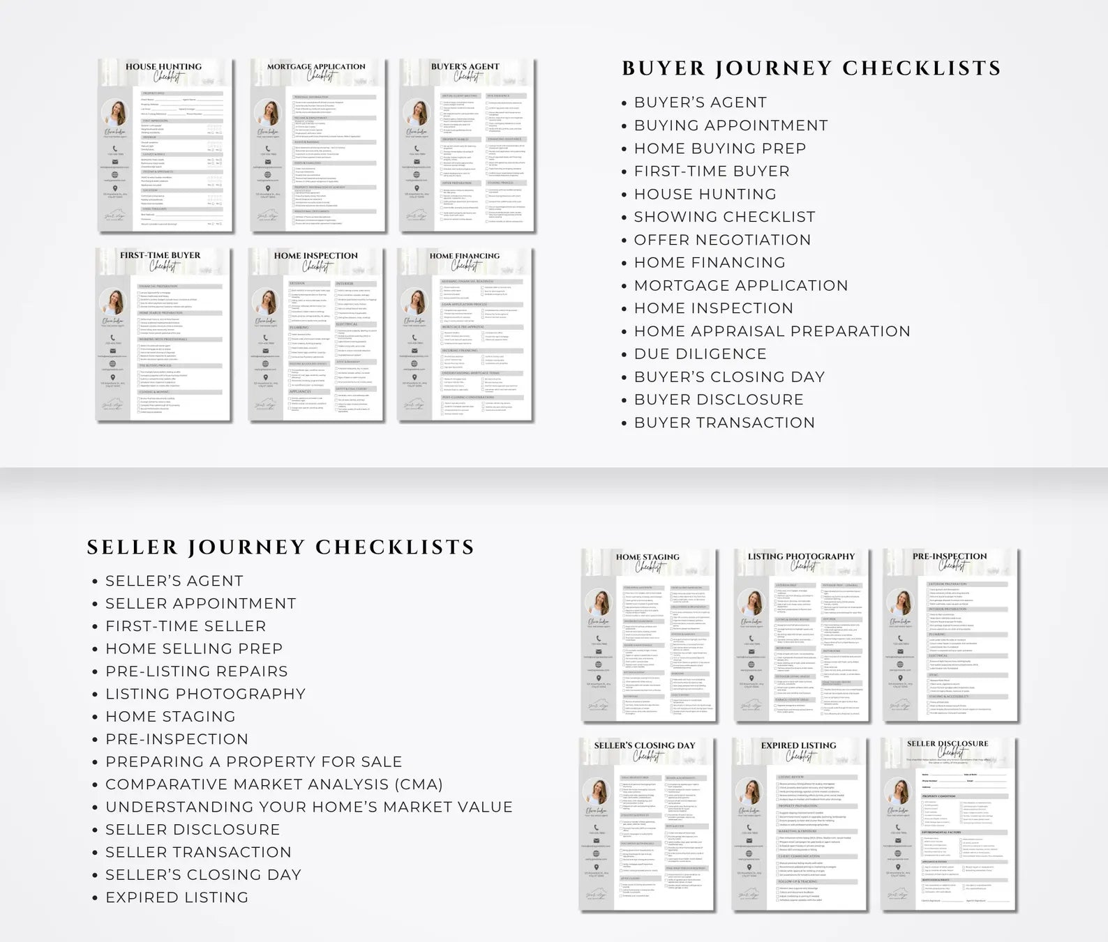 Real Estate Checklist Bundle Gray and White | Buyer & Seller Templates