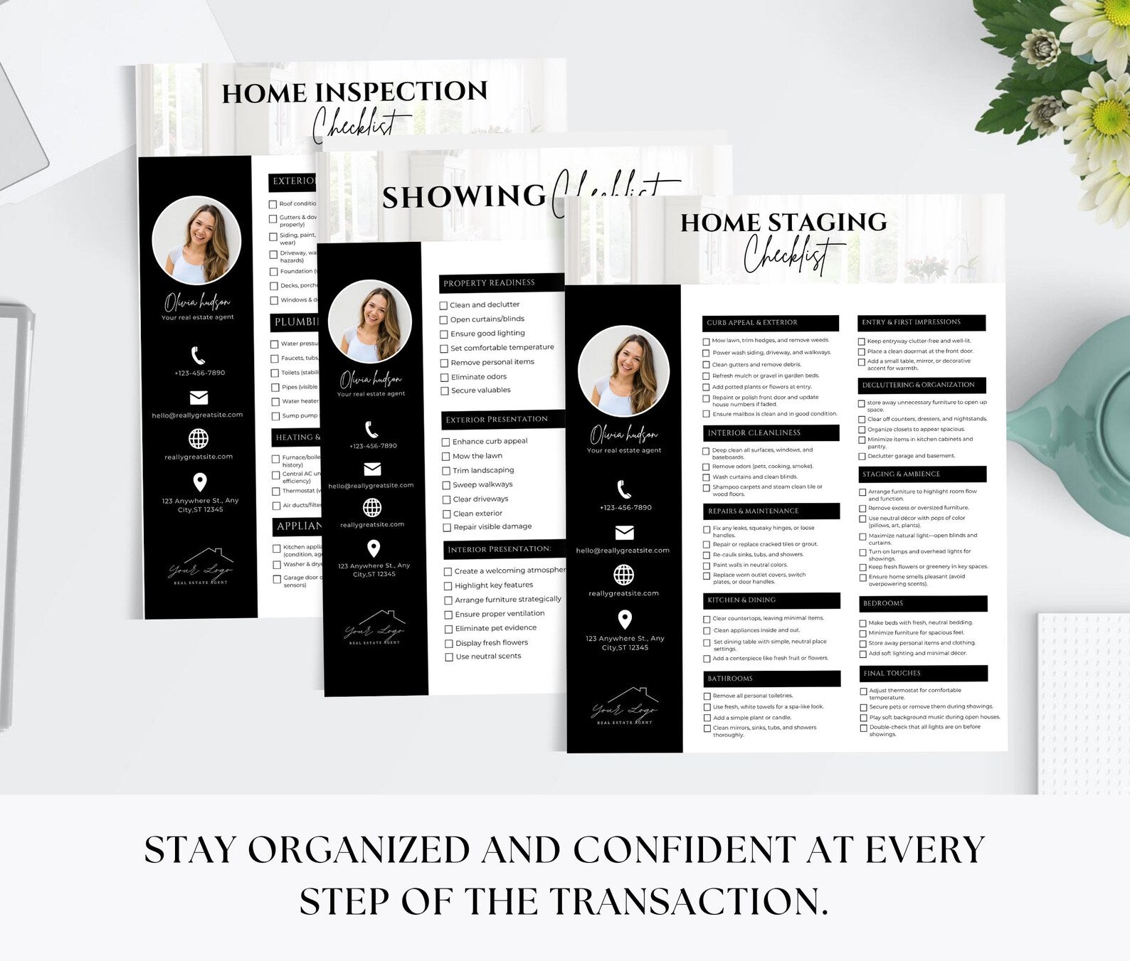 Real Estate Checklist Bundle Black and White | Buyer & Seller Templates