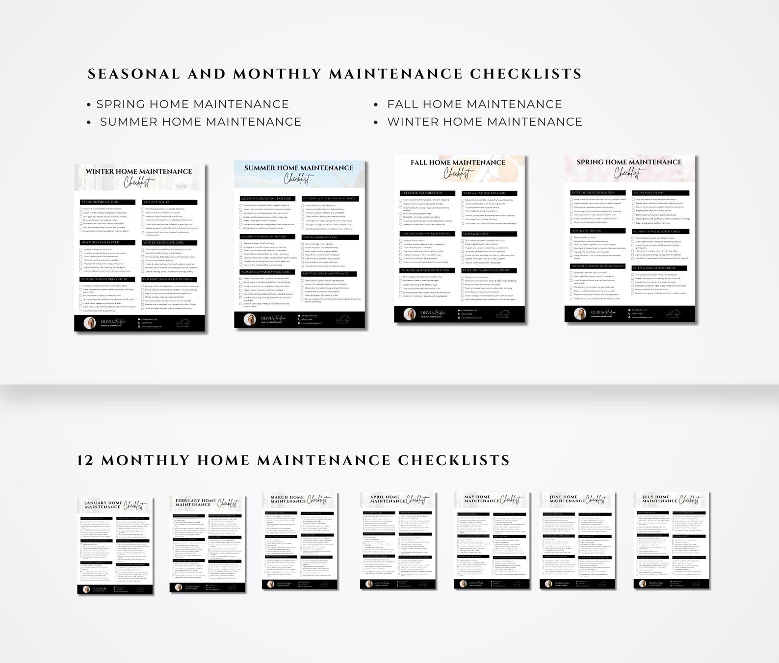 Real Estate Checklist Bundle Black and White | Buyer & Seller Templates